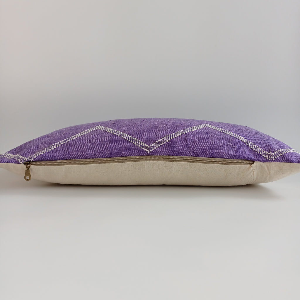 Moroccan Handmade Purple Cactus Silk Cushion Cover 24''x12'' / 60x30 CM