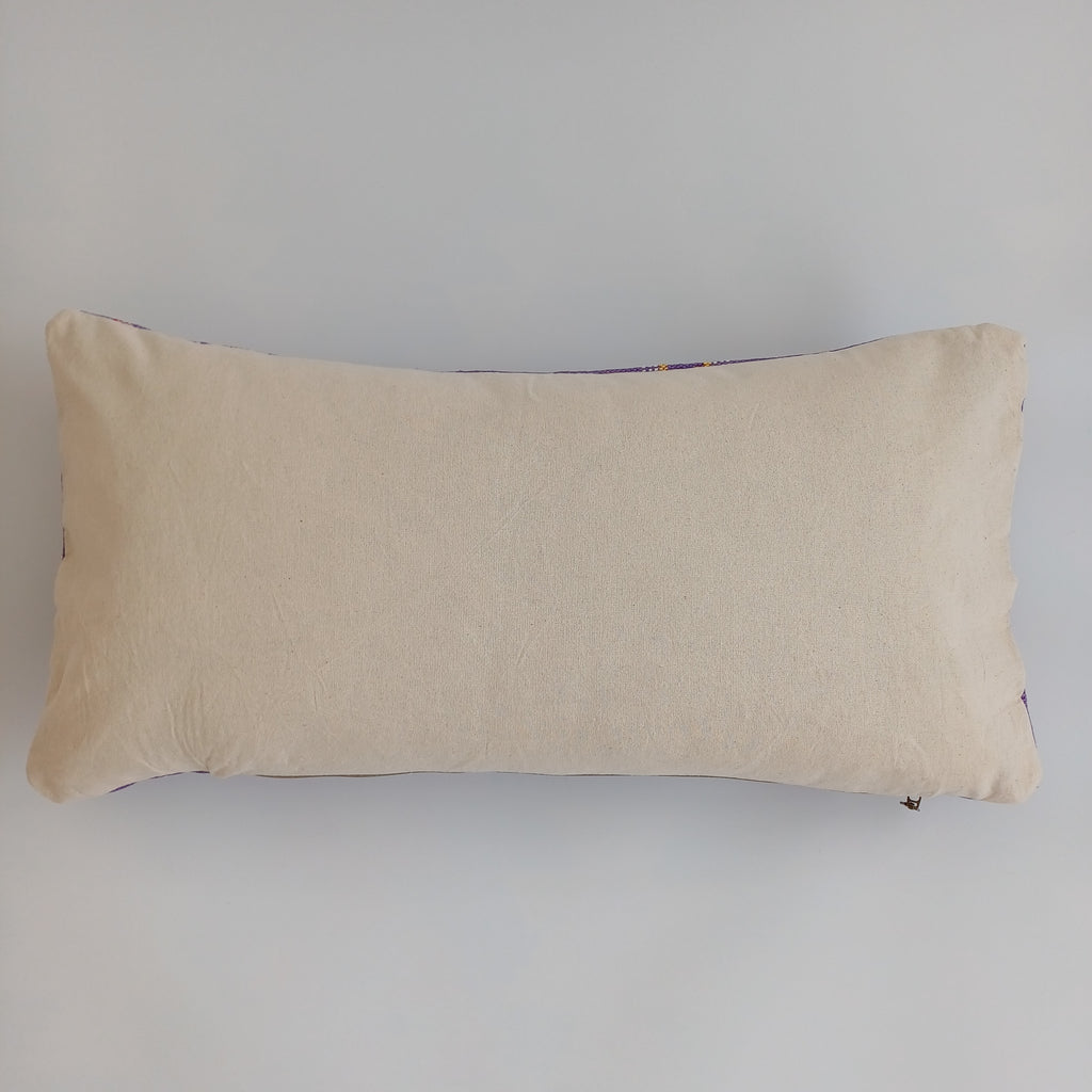 Moroccan Handmade Purple Cactus Silk Cushion Cover 24''x12'' / 60x30 CM