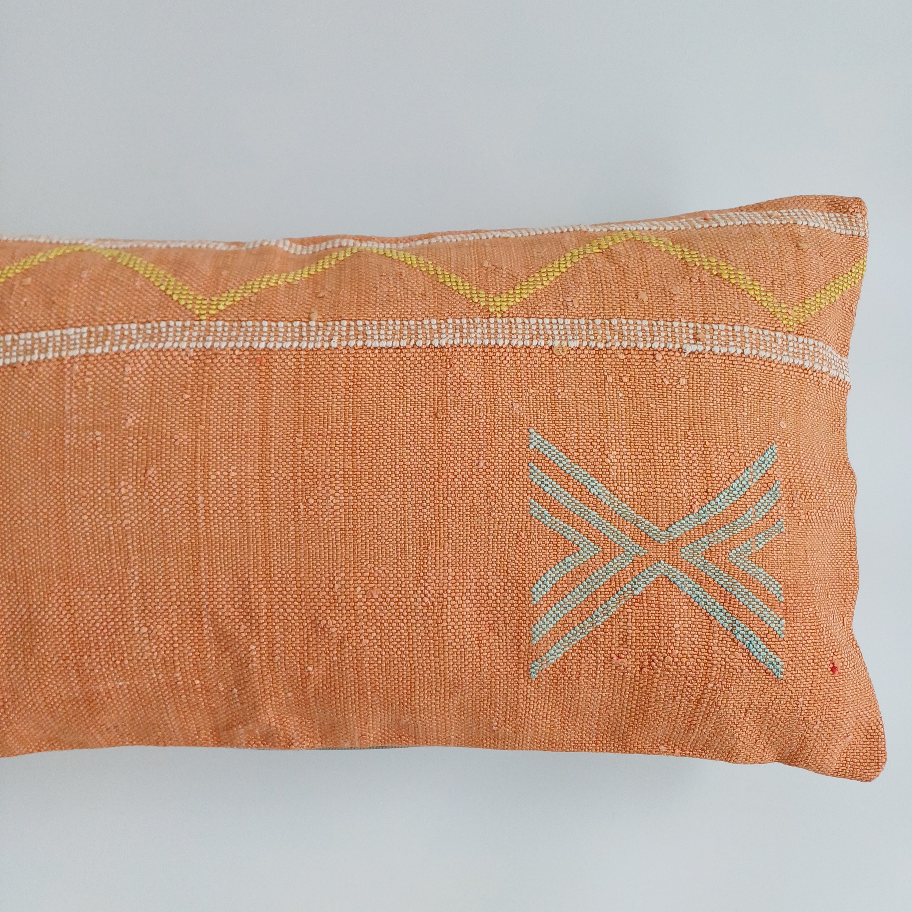 Moroccan Handmade Sunset Orange Cactus Silk Cushion Cover 24''x12'' / 60x30 CM