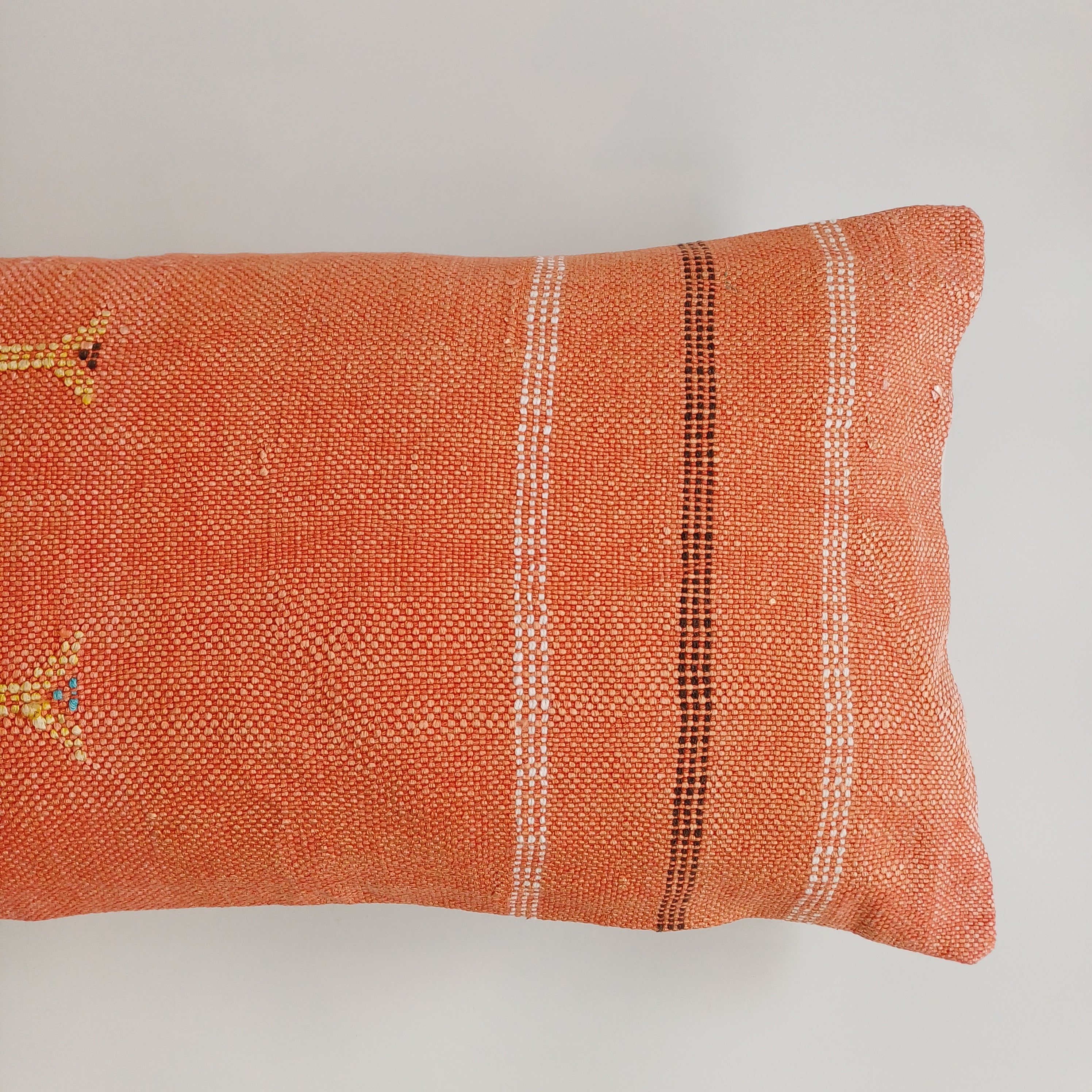 Moroccan Handmade Sunset Orange Cactus Silk Cushion Cover 24''x12'' / 60x30 CM