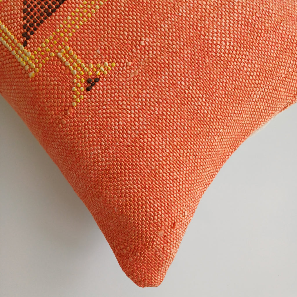 Moroccan Handmade Sunset Orange Cactus Silk Cushion Cover 24''x12'' / 60x30 CM