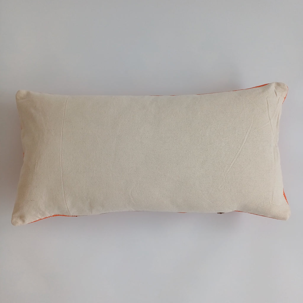 Moroccan Handmade Sunset Orange Cactus Silk Cushion Cover 24''x12'' / 60x30 CM