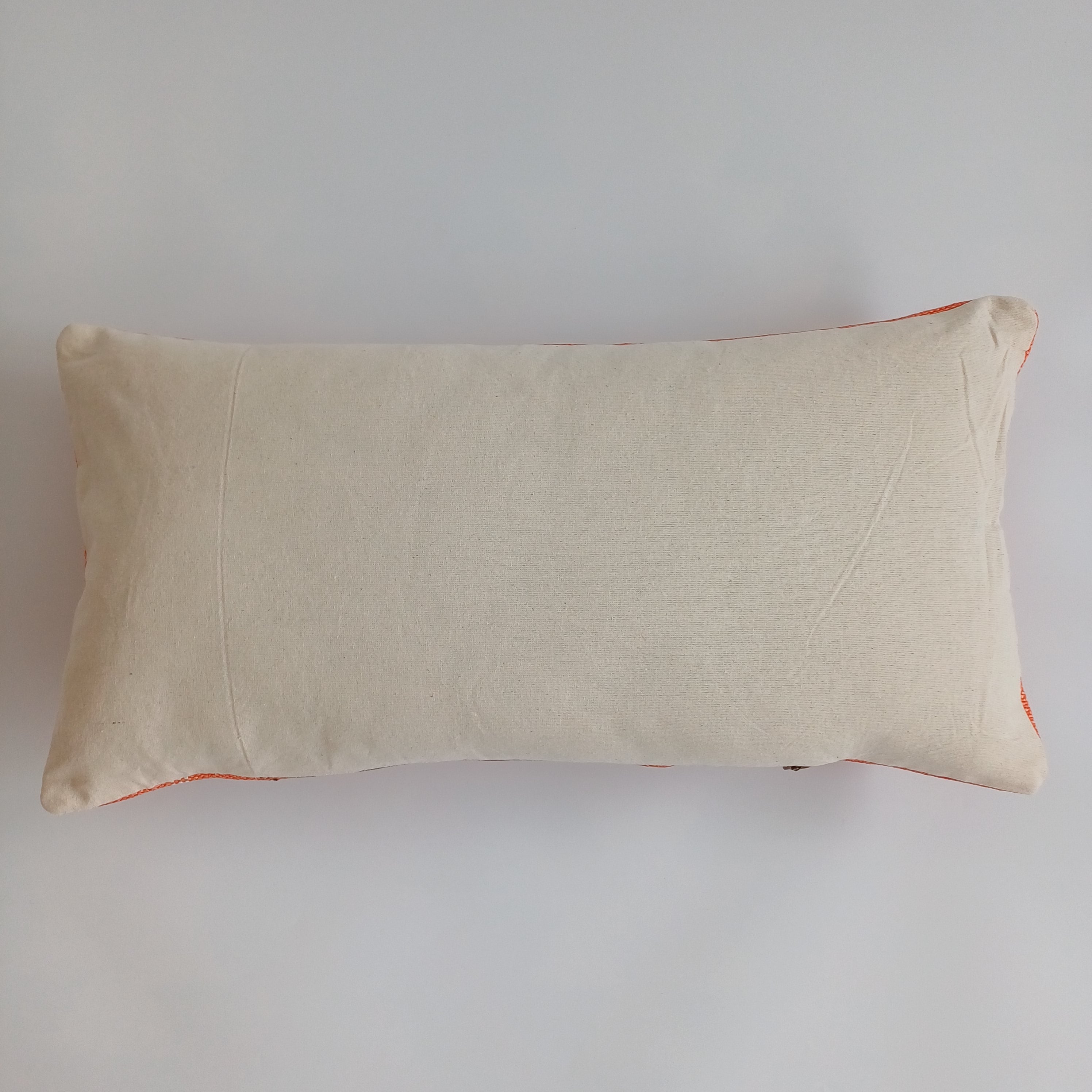Moroccan Handmade Sunset Orange Cactus Silk Cushion Cover 24''x12'' / 60x30 CM