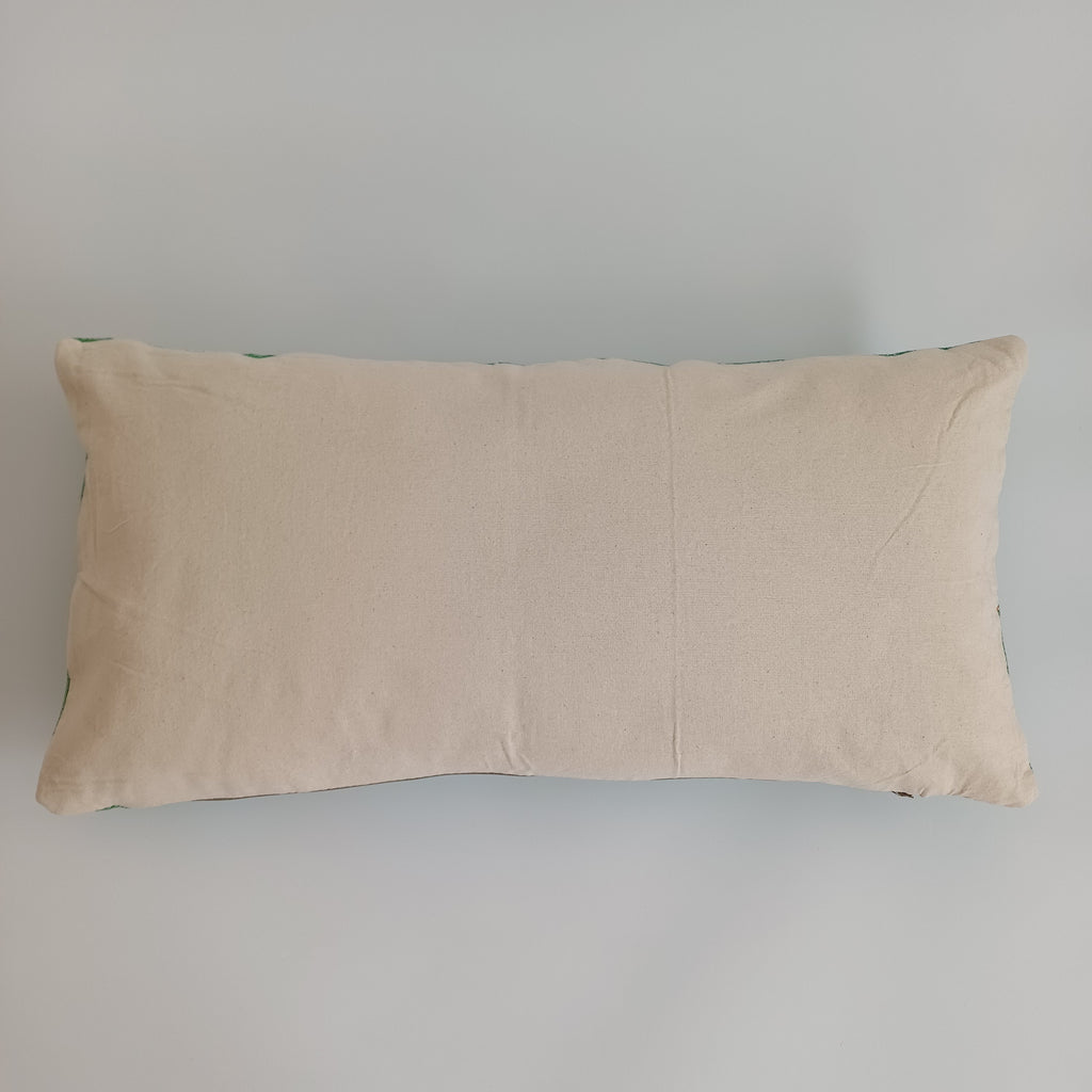 Moroccan Handmade Green Cactus Silk Cushion Cover 24''x12'' / 60x30 CM
