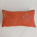 Moroccan Handmade Orange Red Cactus Silk Cushion Cover 24''x12'' / 60x30 CM
