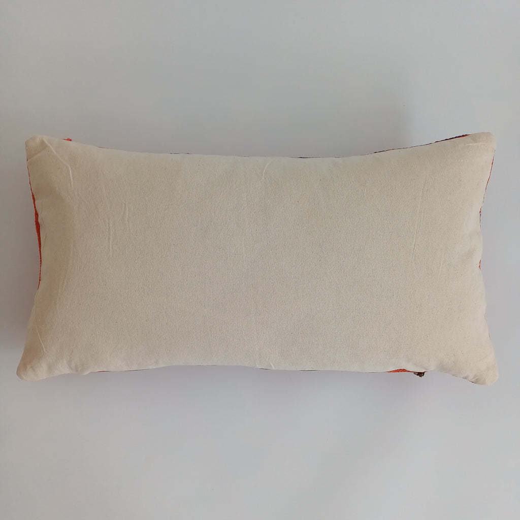 Moroccan Handmade Orange Red Cactus Silk Cushion Cover 24''x12'' / 60x30 CM