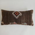 Moroccan Handmade Charcoal Brown Cactus Silk Cushion Cover 24''x12'' / 60x30 CM