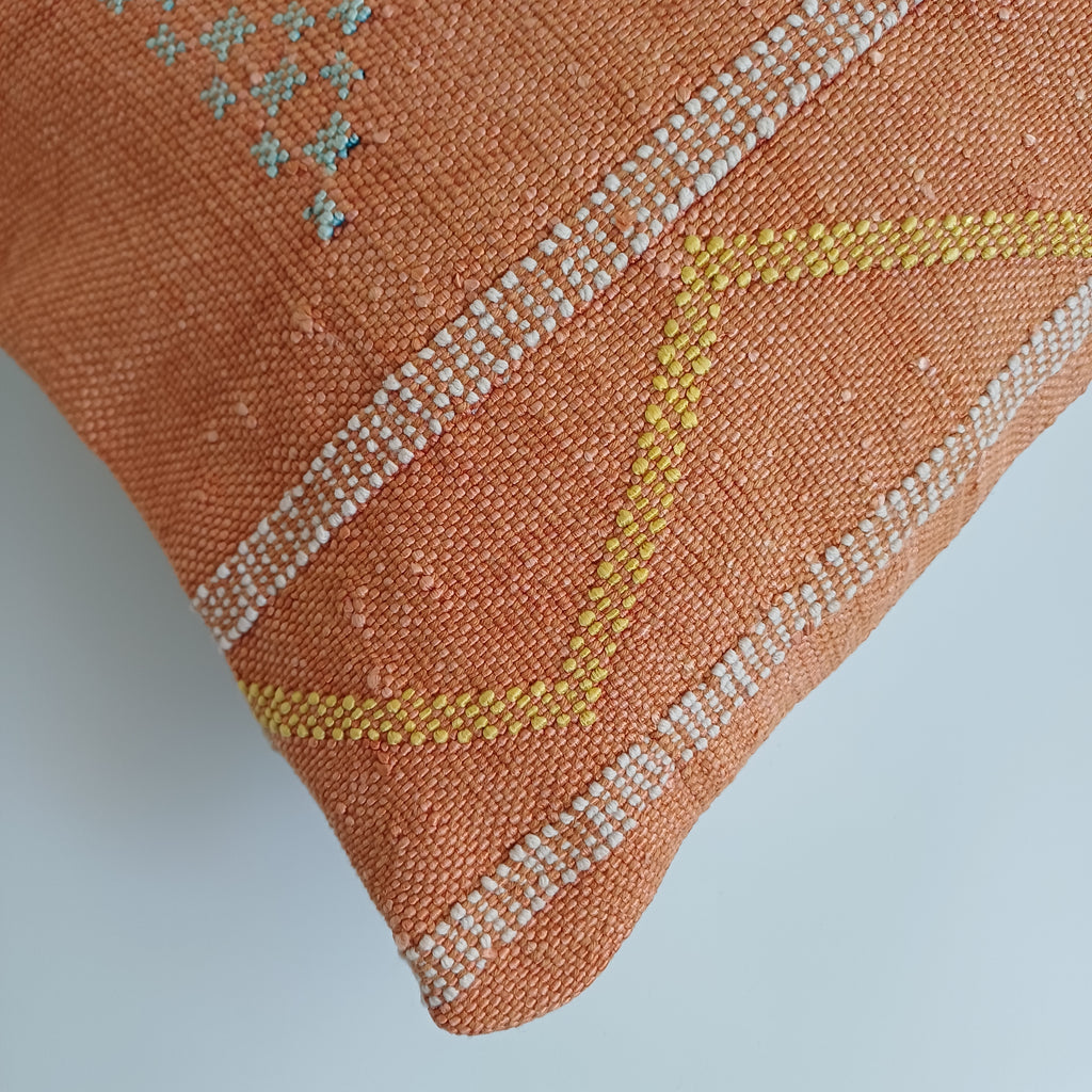 Moroccan Handmade Sunset Orange Cactus Silk Cushion Cover 24''x12'' / 60x30 CM