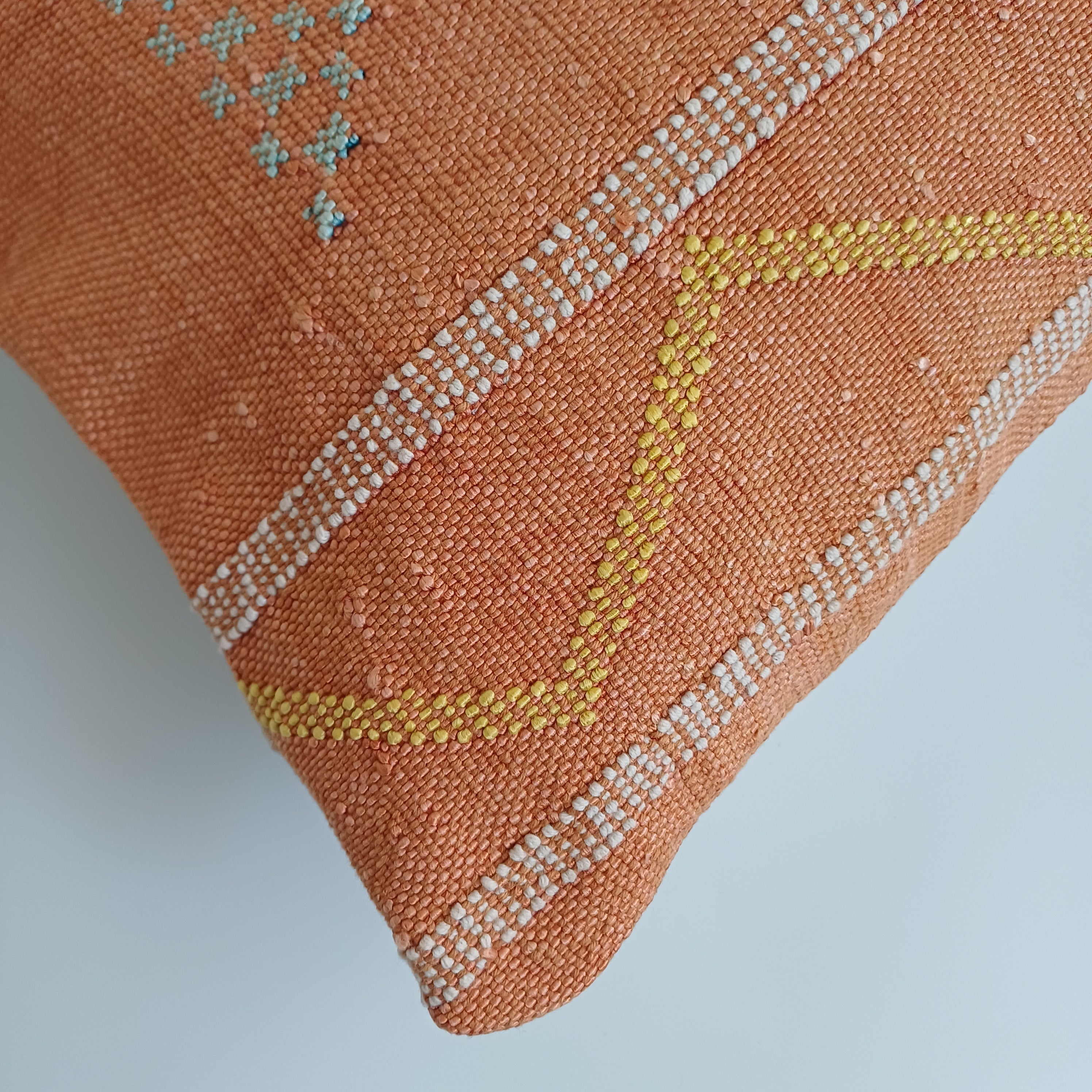Moroccan Handmade Sunset Orange Cactus Silk Cushion Cover 24''x12'' / 60x30 CM