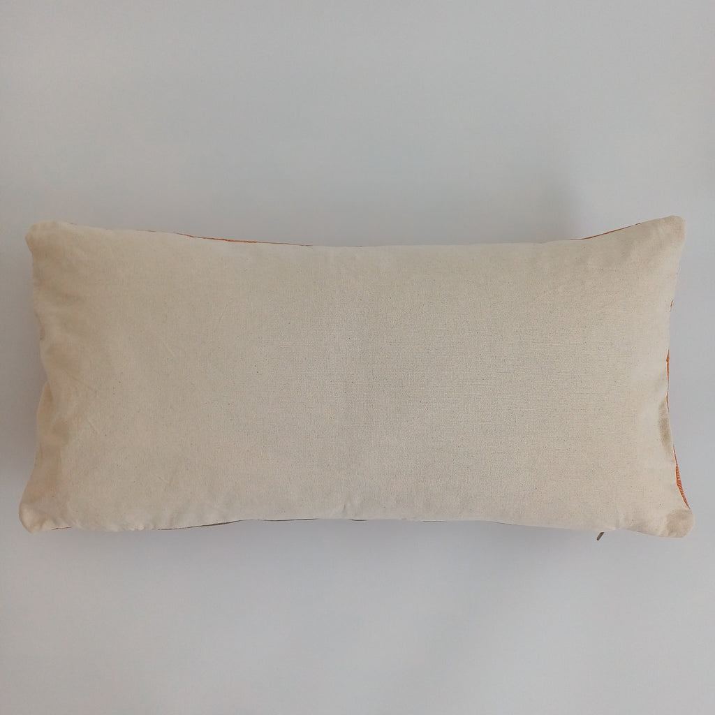 Moroccan Handmade Sunset Orange Cactus Silk Cushion Cover 24''x12'' / 60x30 CM