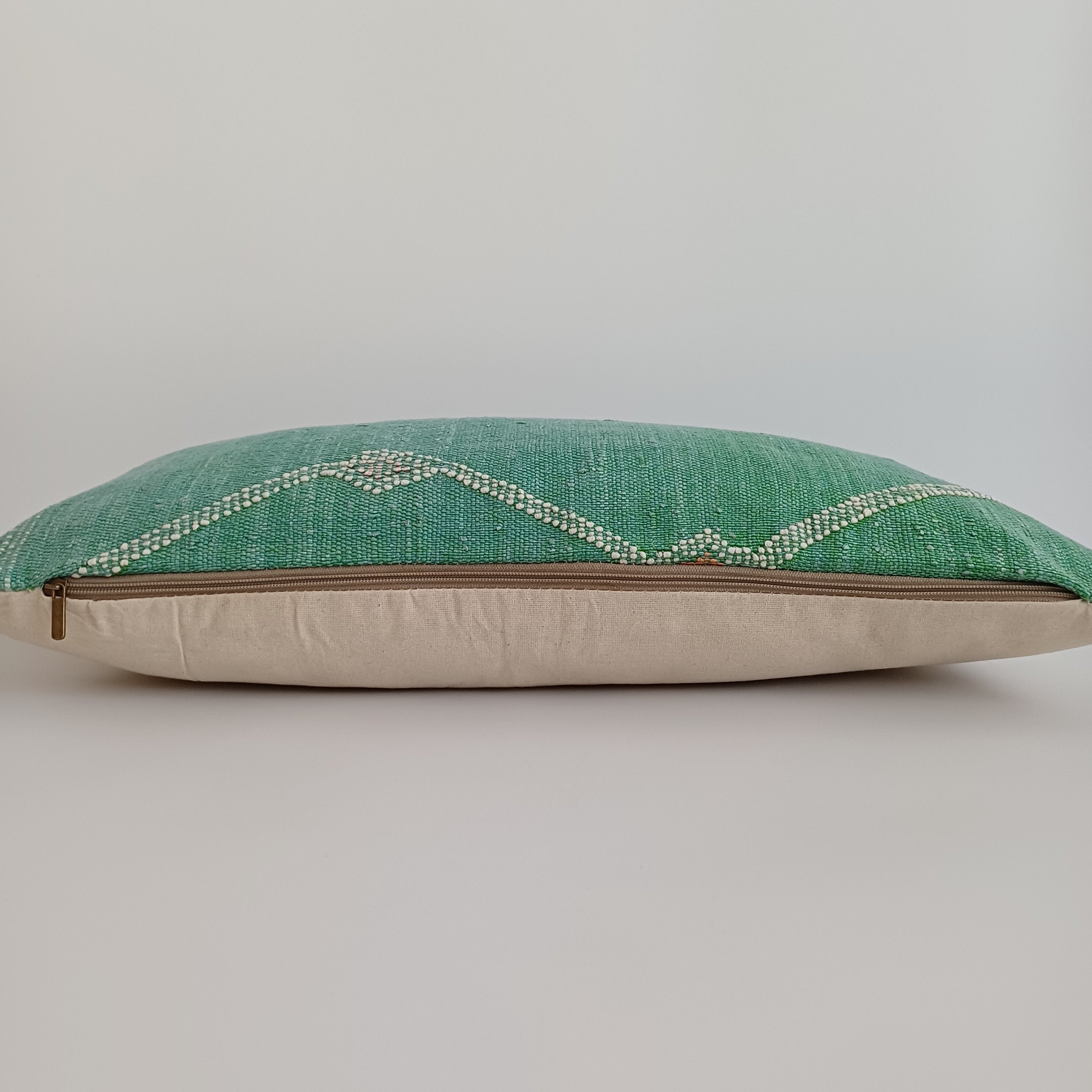 Moroccan Handmade Sage Green Cactus Silk Cushion Cover 24''x12'' / 60x30 CM