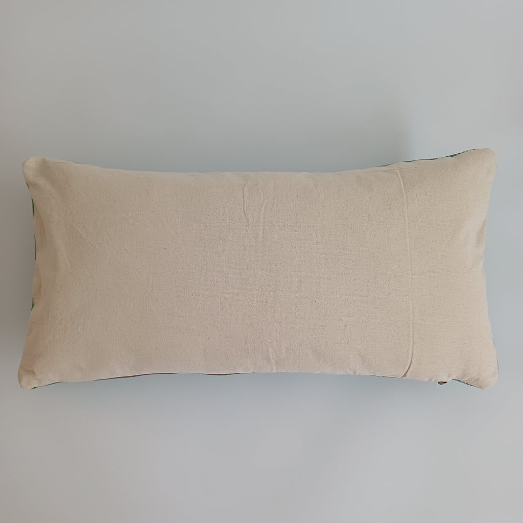 Moroccan Handmade Sage Green Cactus Silk Cushion Cover 24''x12'' / 60x30 CM