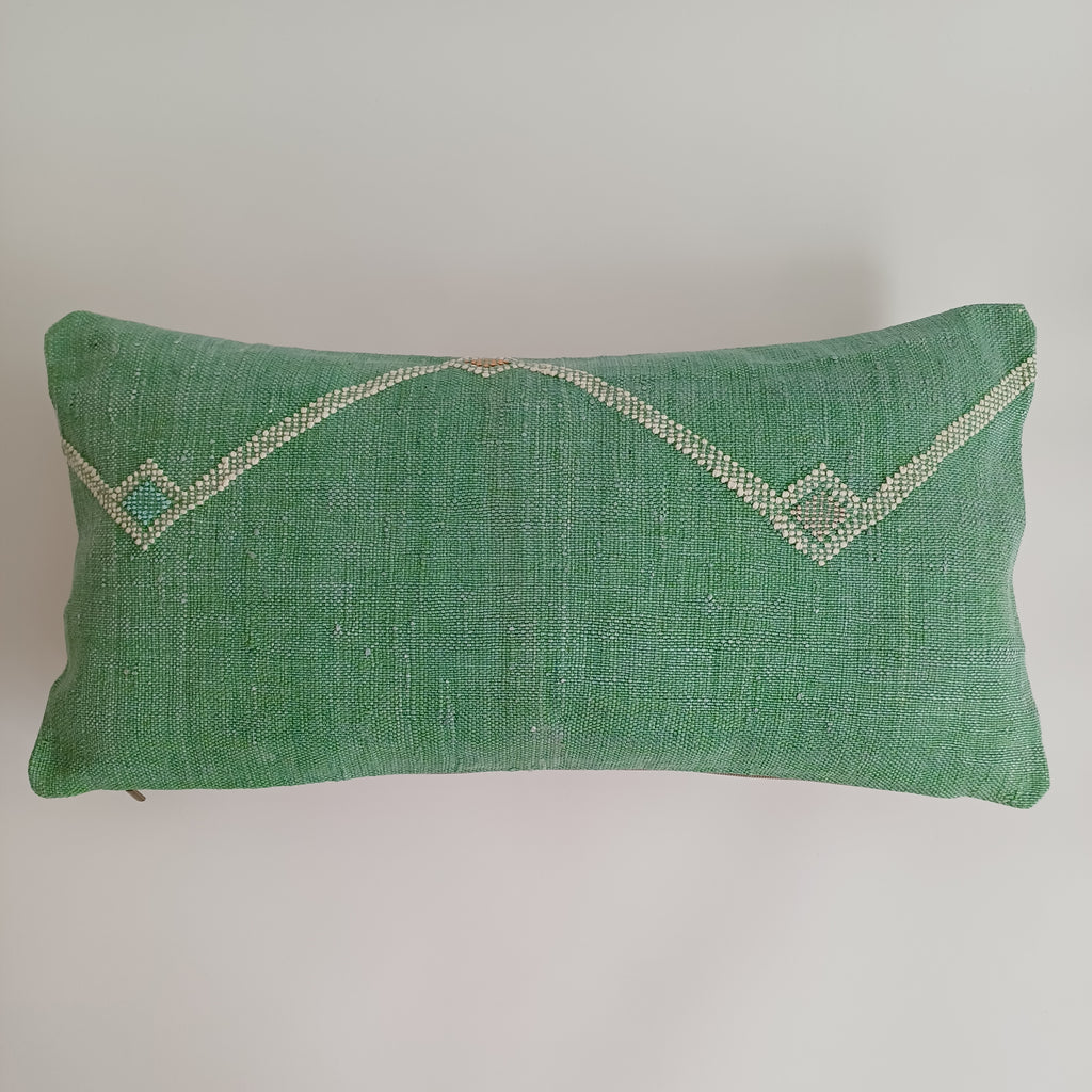 Moroccan Handmade Sage Green Cactus Silk Cushion Cover 24''x12'' / 60x30 CM
