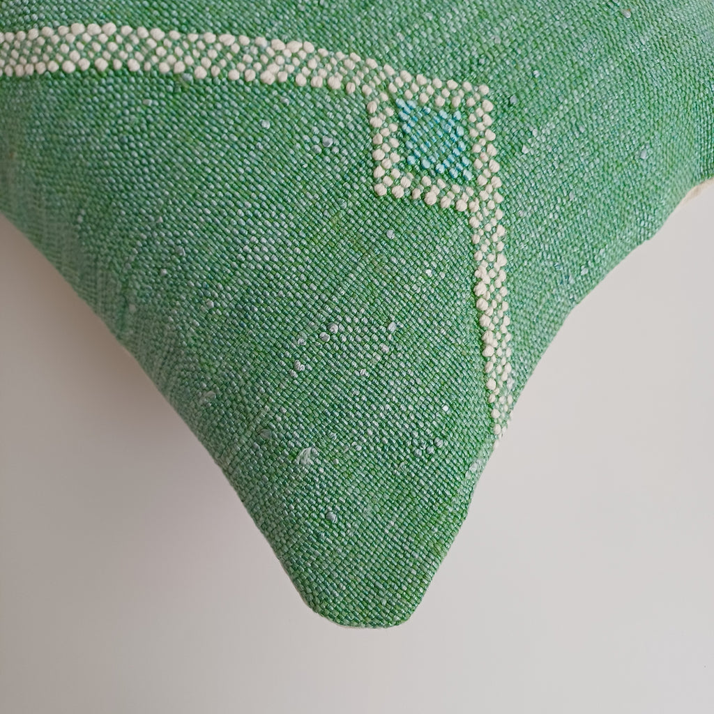 Moroccan Handmade Sage Green Cactus Silk Cushion Cover 24''x12'' / 60x30 CM