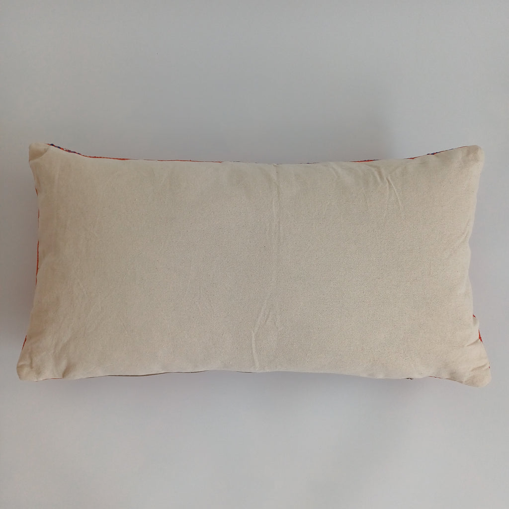 Moroccan Handmade Orange Red Cactus Silk Cushion Cover 24''x12'' / 60x30 CM