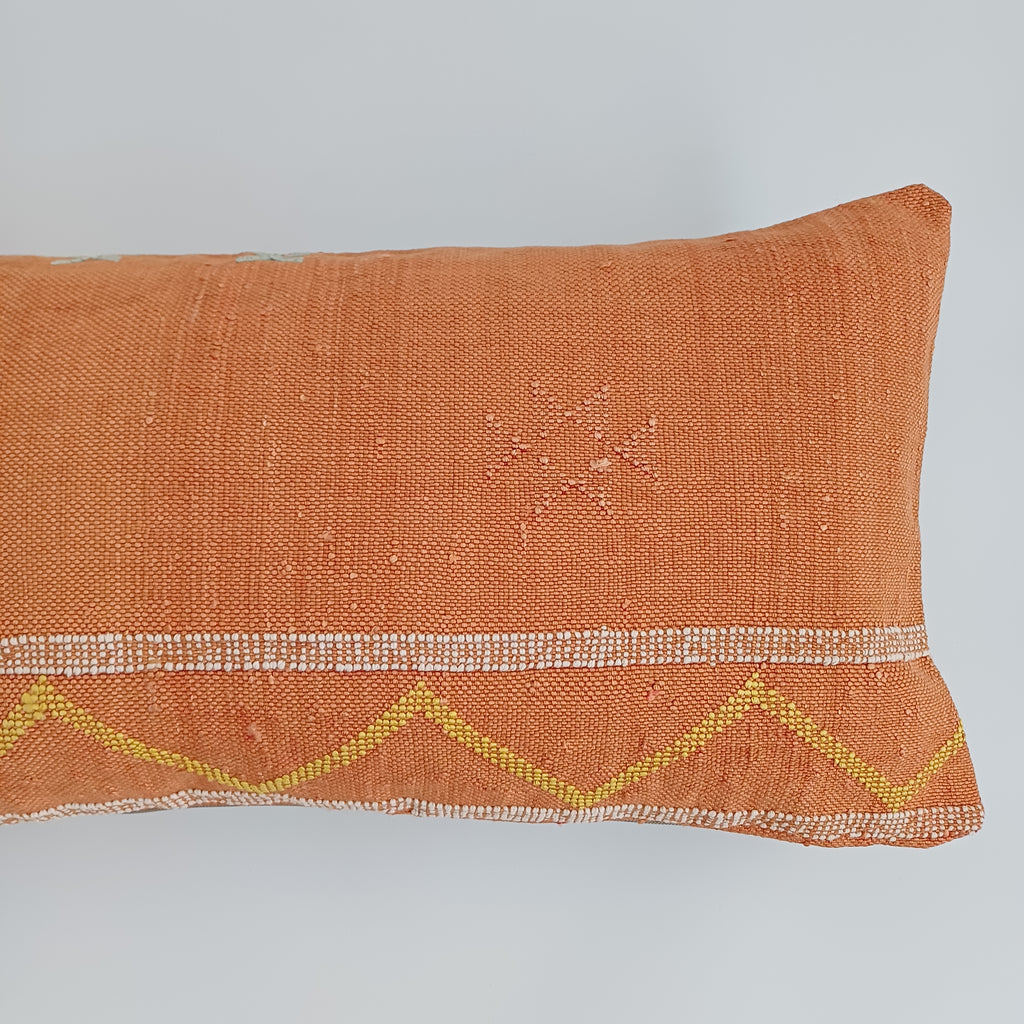 Moroccan Handmade Sunset Orange Cactus Silk Cushion Cover 24''x12'' / 60x30 CM