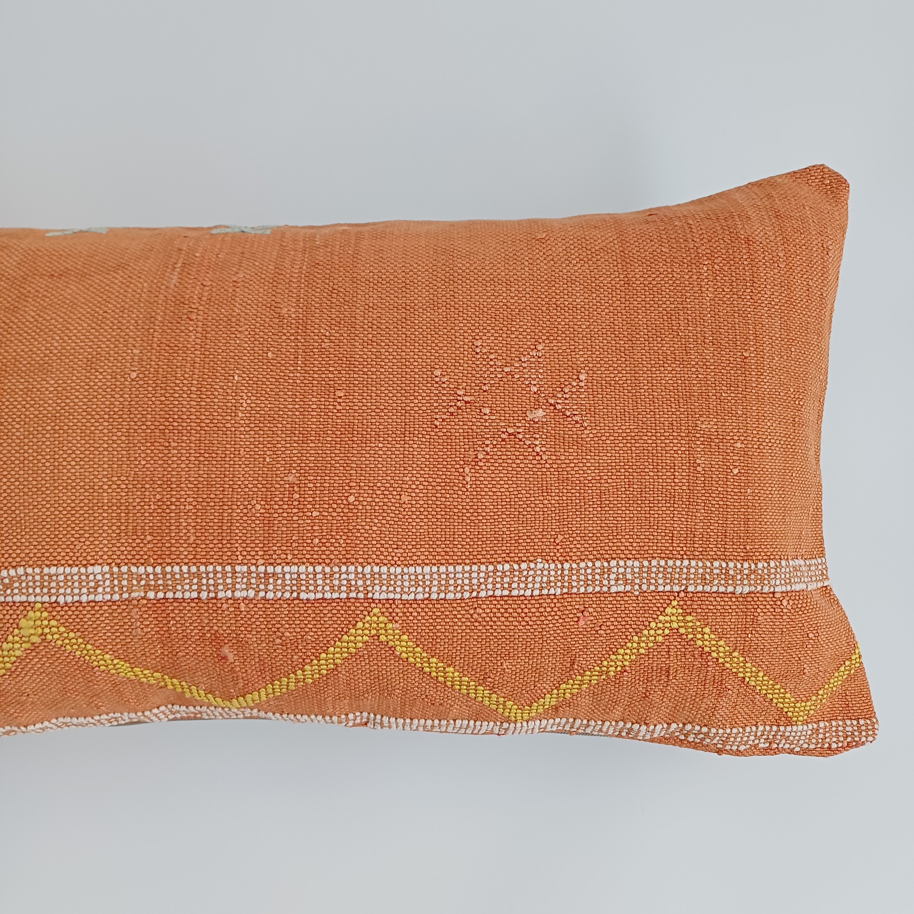Moroccan Handmade Sunset Orange Cactus Silk Cushion Cover 24''x12'' / 60x30 CM