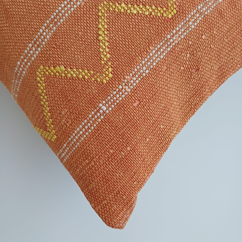 Moroccan Handmade Sunset Orange Cactus Silk Cushion Cover 24''x12'' / 60x30 CM