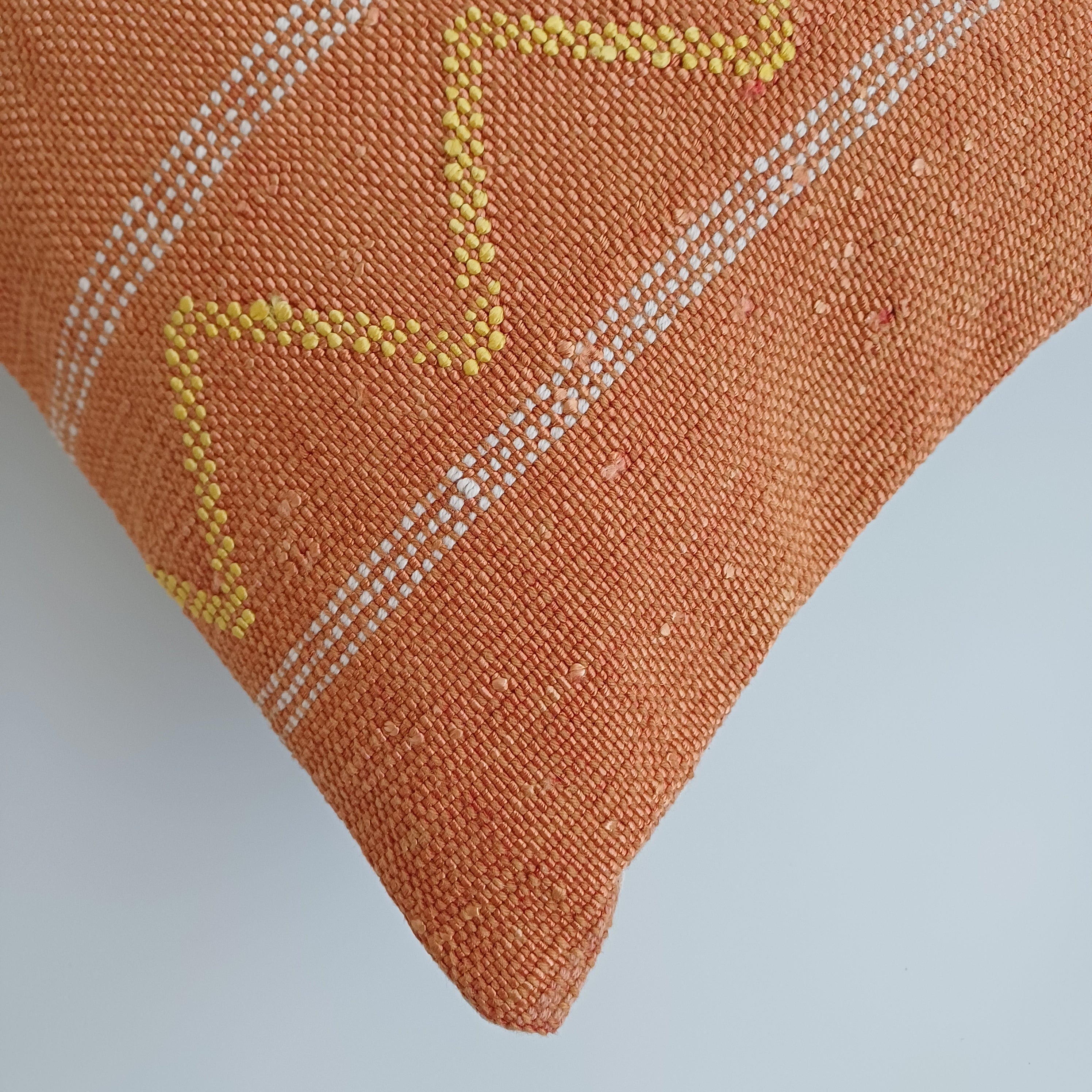Moroccan Handmade Sunset Orange Cactus Silk Cushion Cover 24''x12'' / 60x30 CM
