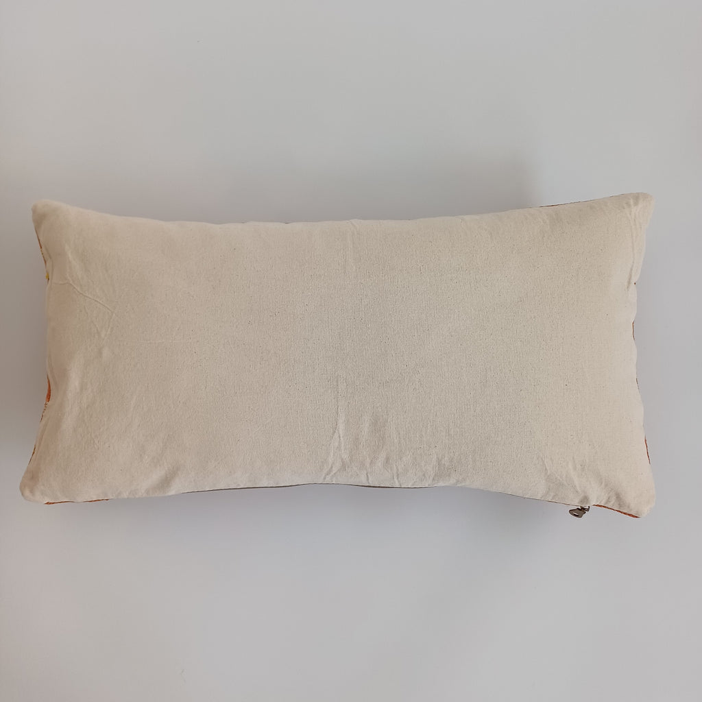 Moroccan Handmade Sunset Orange Cactus Silk Cushion Cover 24''x12'' / 60x30 CM