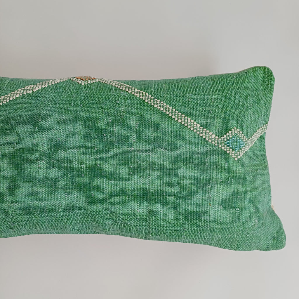 Moroccan Handmade Green Cactus Silk Cushion Cover 24''x12'' / 60x30 CM