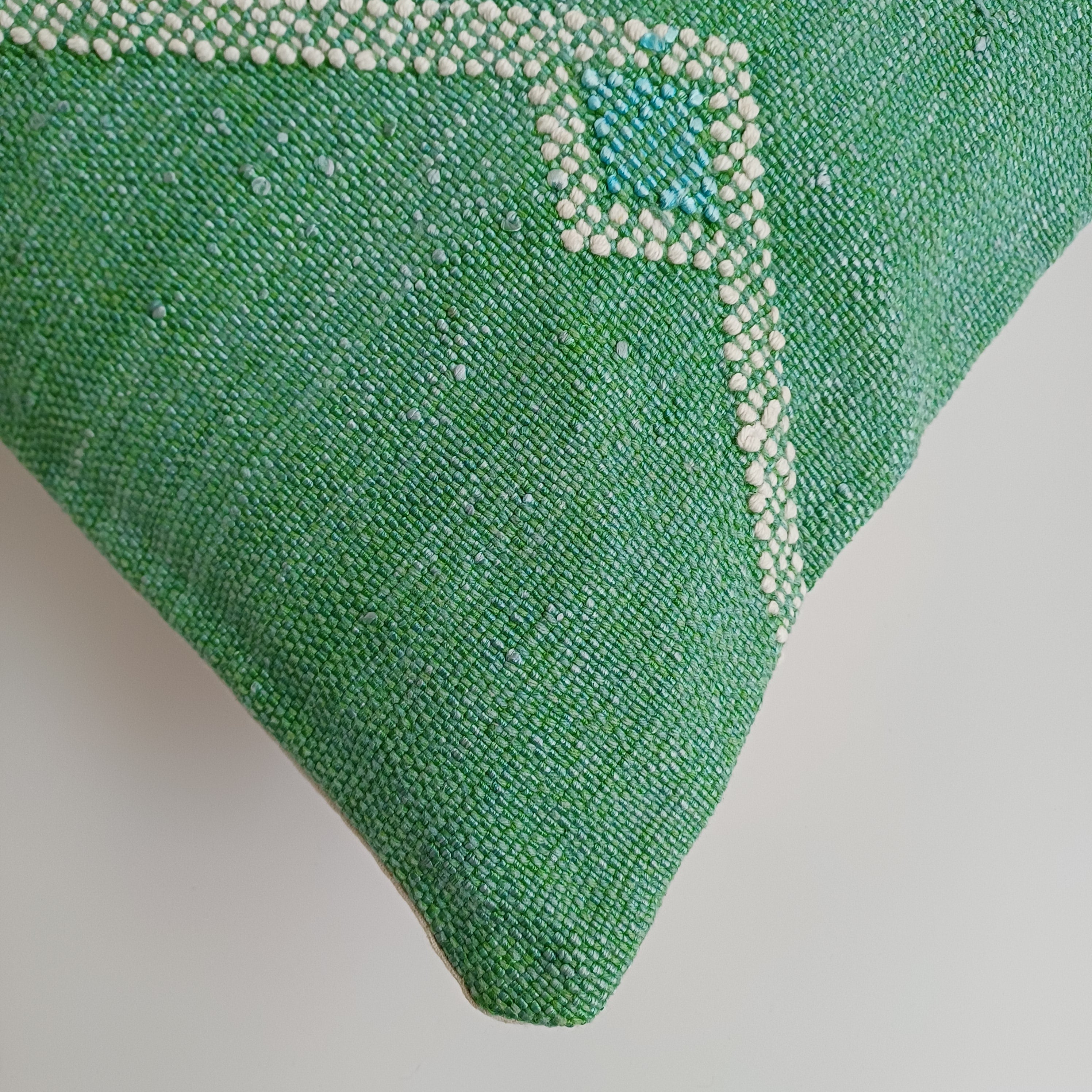 Moroccan Handmade Green Cactus Silk Cushion Cover 24''x12'' / 60x30 CM