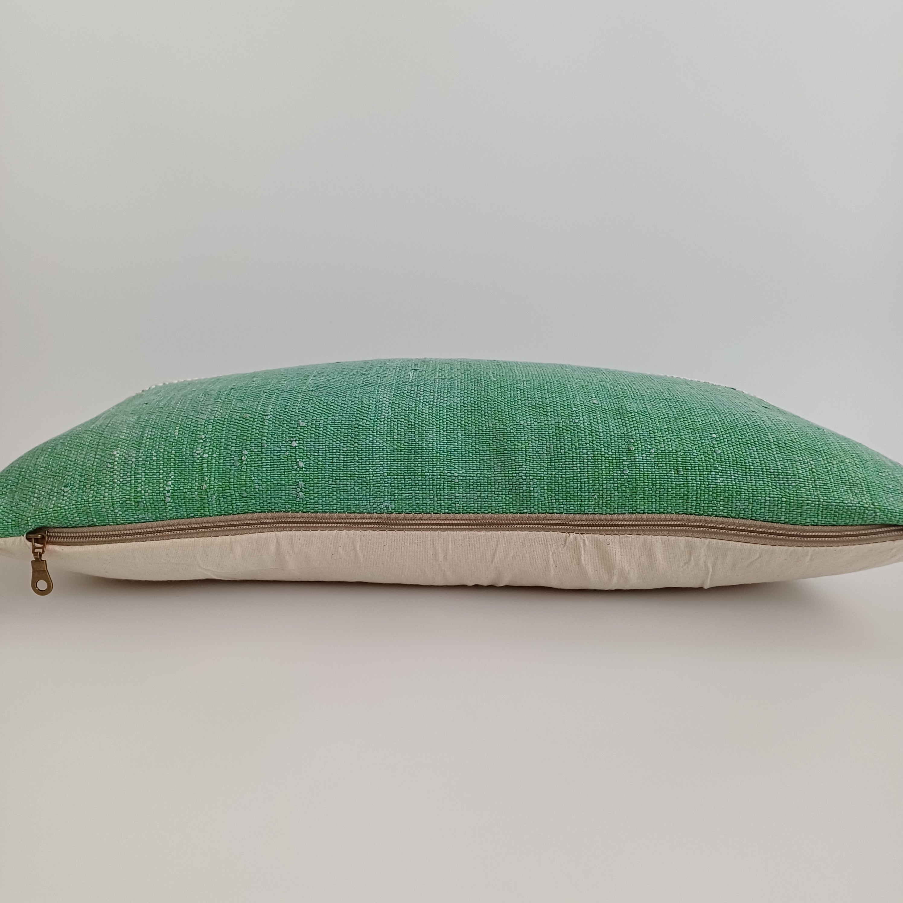 Moroccan Handmade Green Cactus Silk Cushion Cover 24''x12'' / 60x30 CM