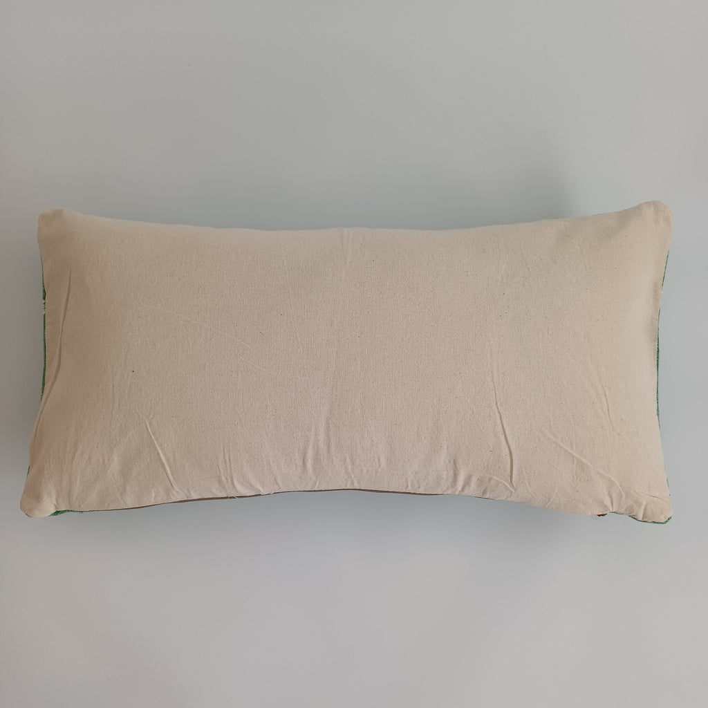 Moroccan Handmade Green Cactus Silk Cushion Cover 24''x12'' / 60x30 CM