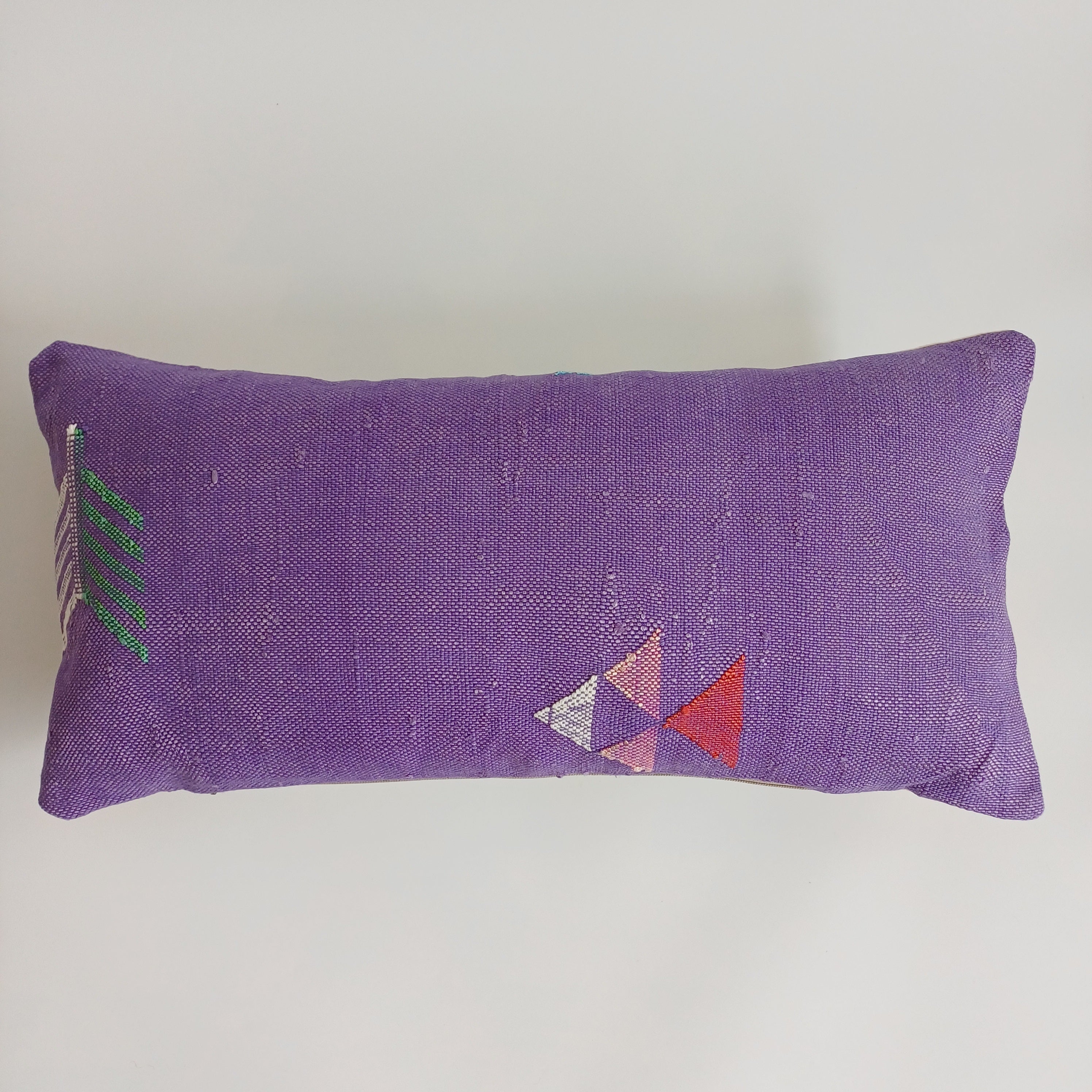 Moroccan Handmade Purple Cactus Silk Cushion Cover 24''x12'' / 60x30 CM