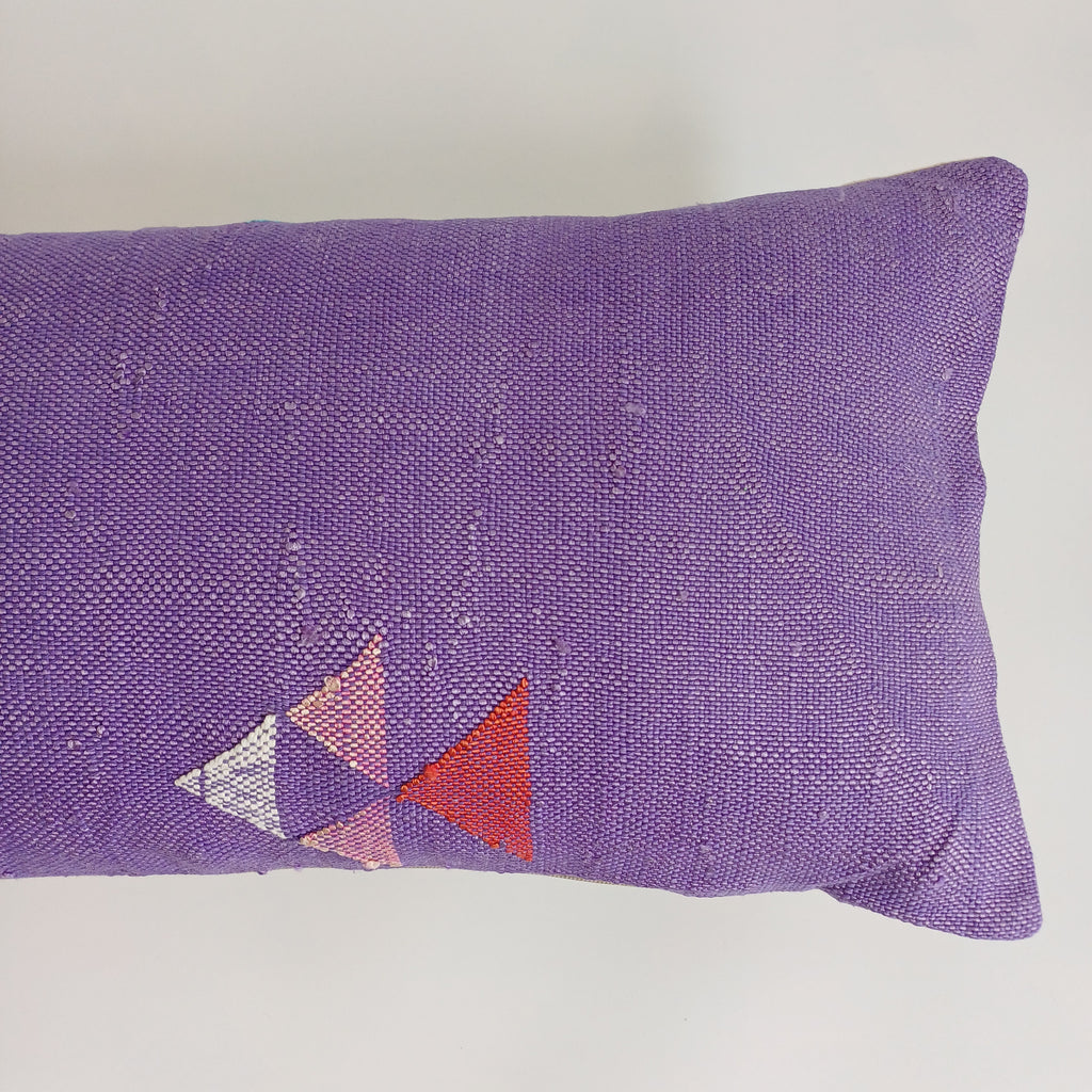Moroccan Handmade Purple Cactus Silk Cushion Cover 24''x12'' / 60x30 CM