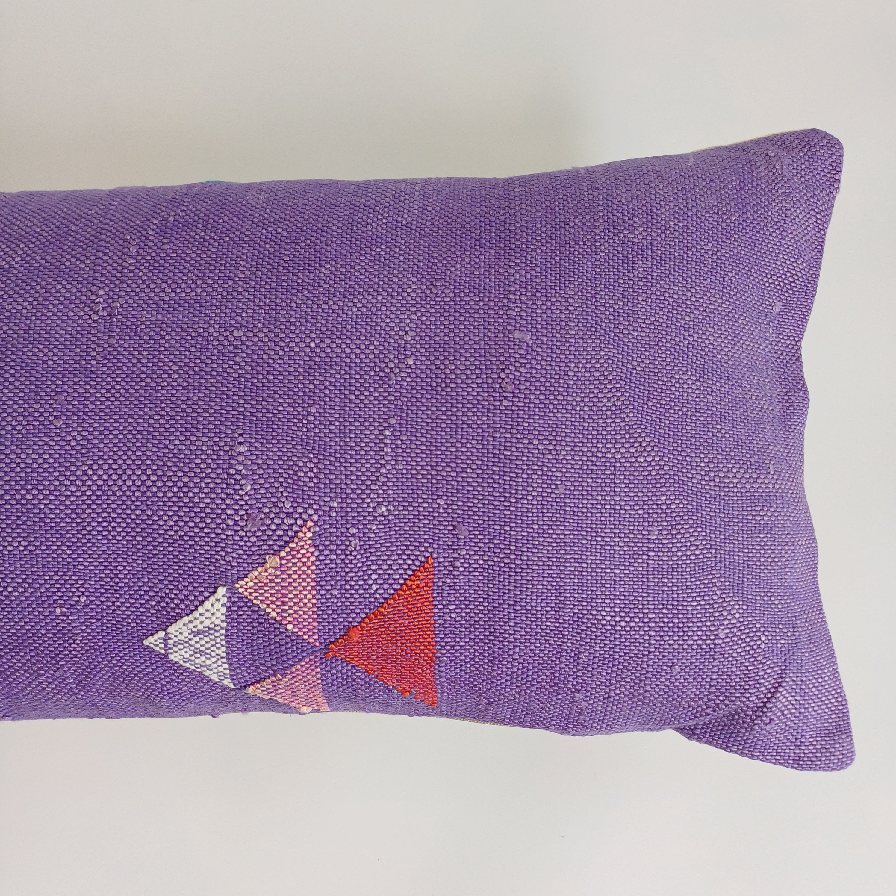 Moroccan Handmade Purple Cactus Silk Cushion Cover 24''x12'' / 60x30 CM