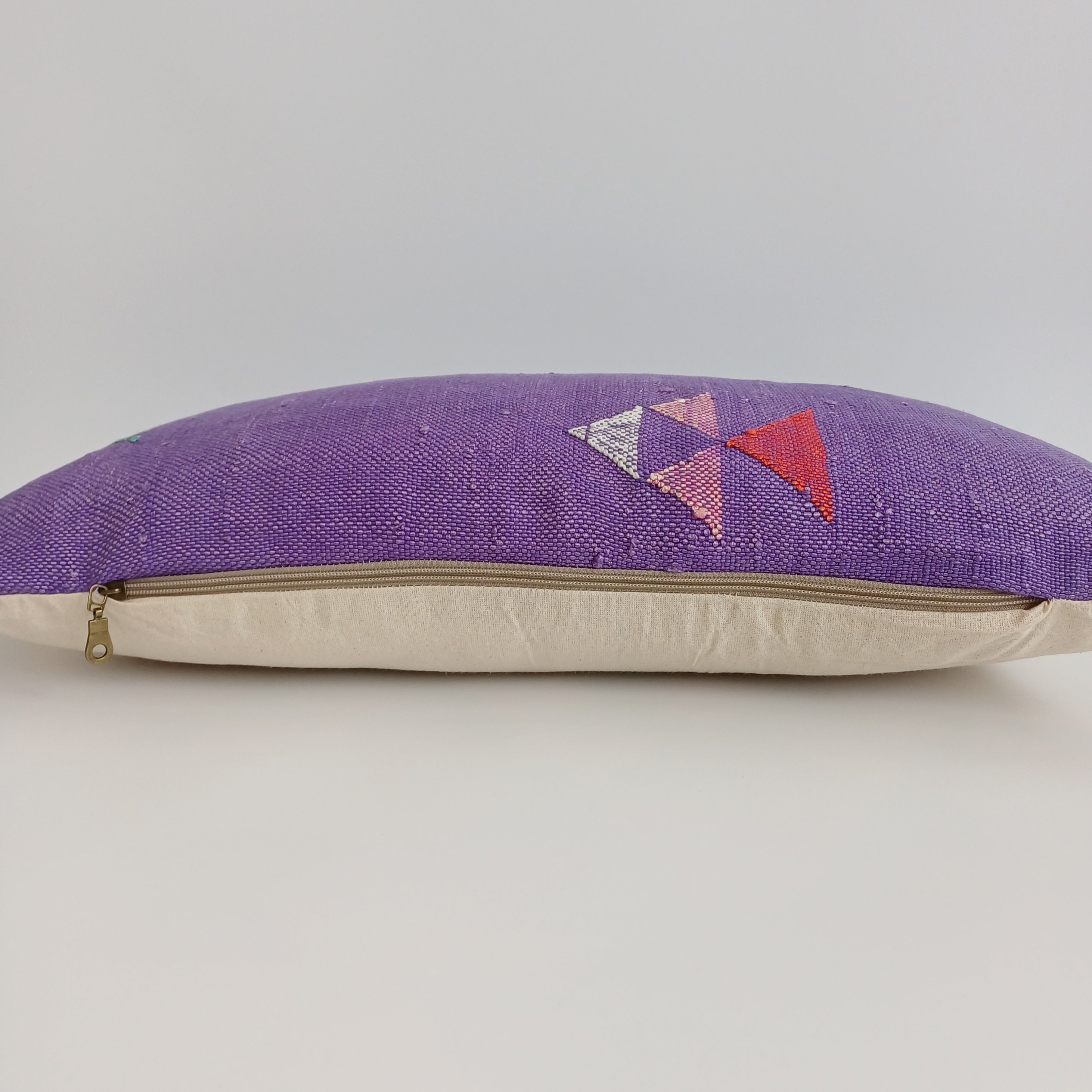 Moroccan Handmade Purple Cactus Silk Cushion Cover 24''x12'' / 60x30 CM