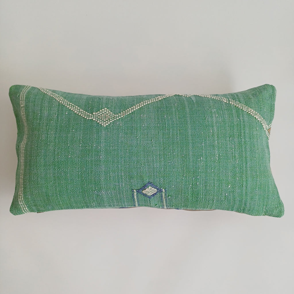 Moroccan Handmade Sage Green Cactus Silk Cushion Cover 24''x12'' / 60x30 CM