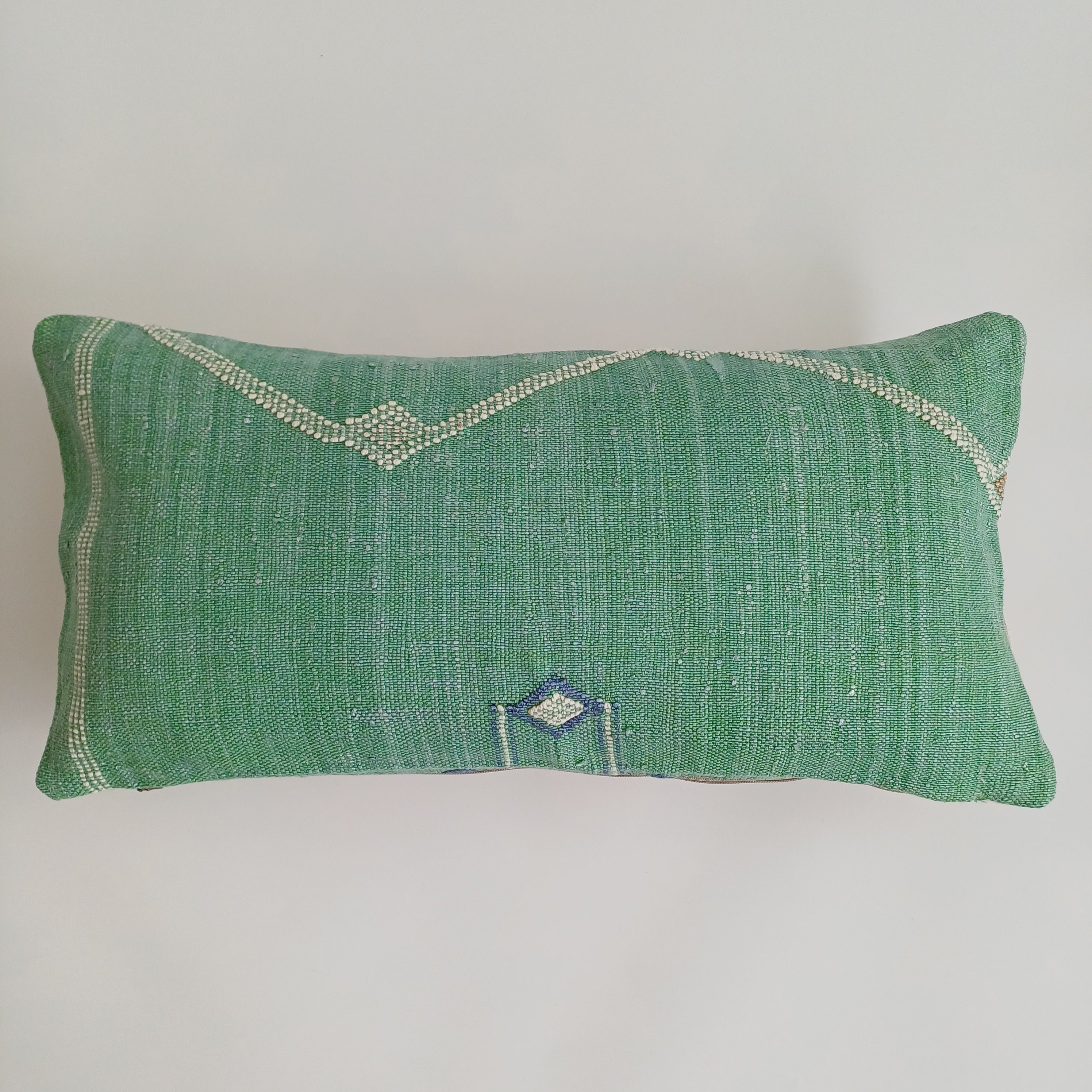 Moroccan Handmade Sage Green Cactus Silk Cushion Cover 24''x12'' / 60x30 CM
