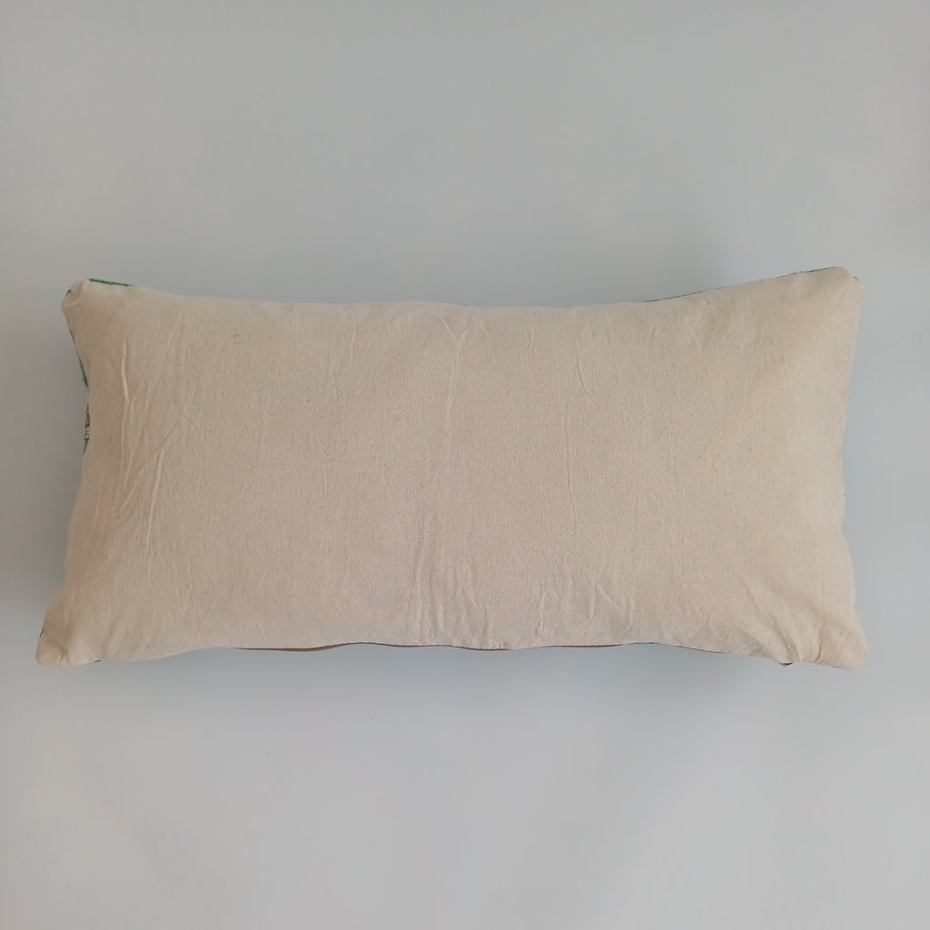 Moroccan Handmade Sage Green Cactus Silk Cushion Cover 24''x12'' / 60x30 CM