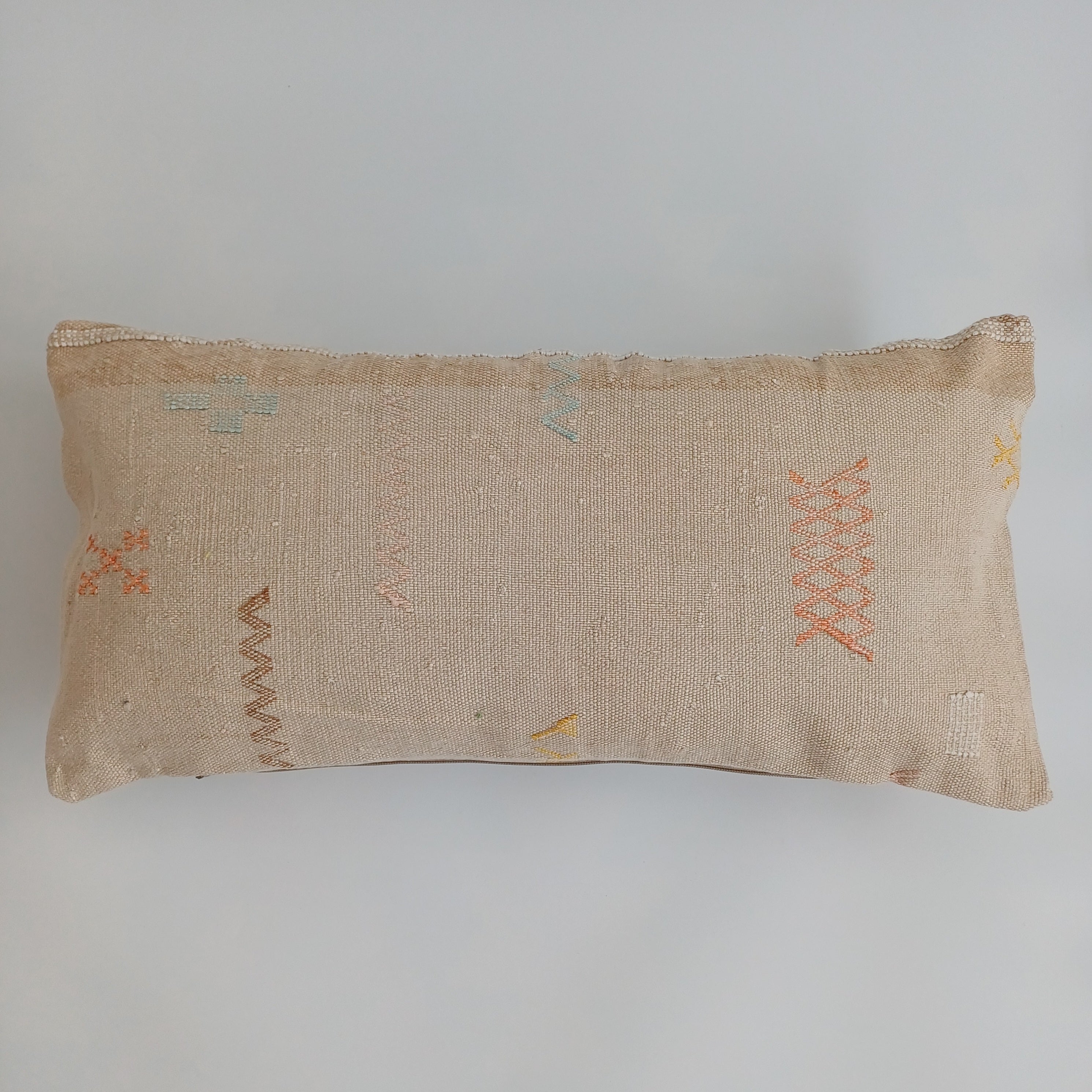 Moroccan Handmade Oatmeal Cactus Silk Cushion Cover 24''x12'' / 60x30 CM