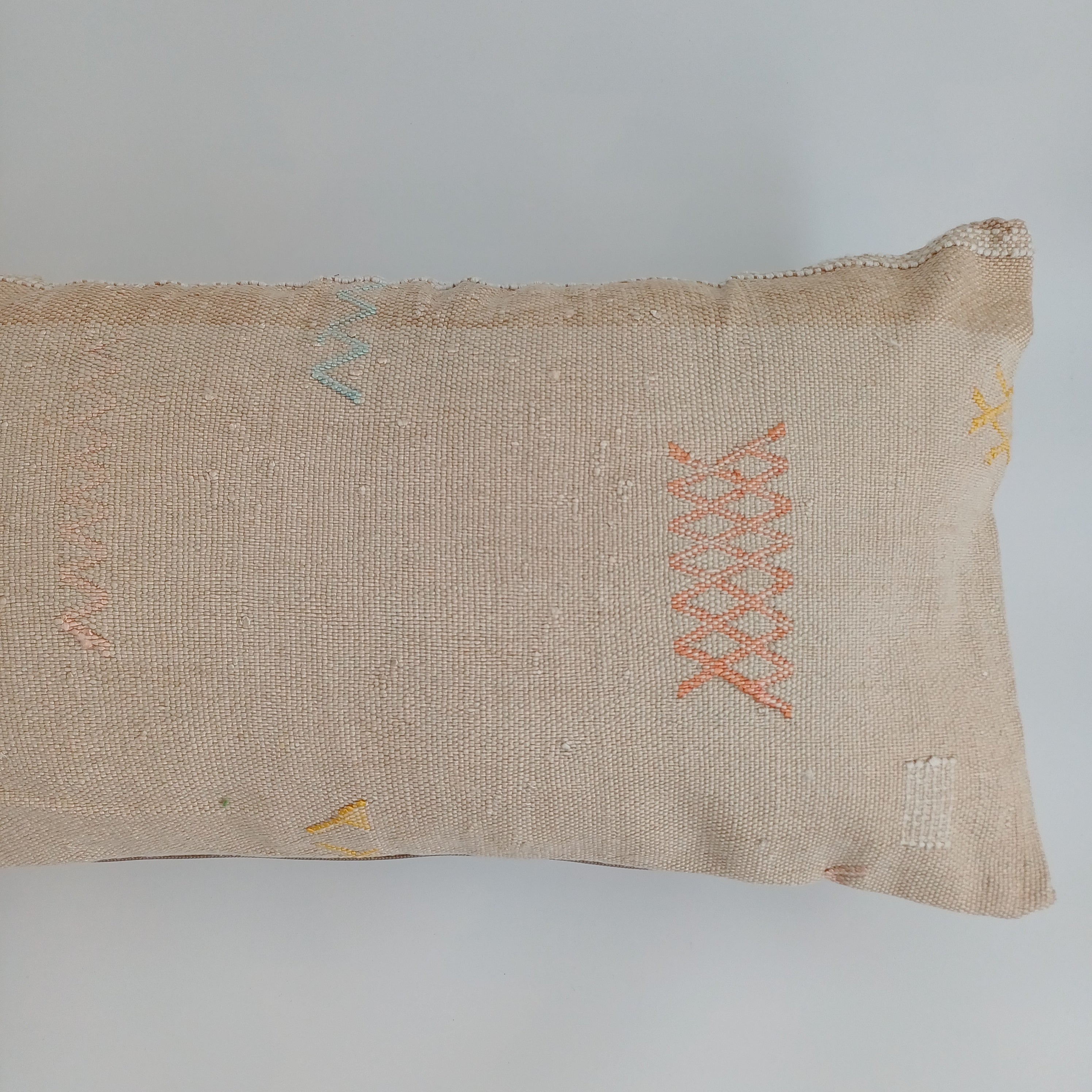Moroccan Handmade Oatmeal Cactus Silk Cushion Cover 24''x12'' / 60x30 CM