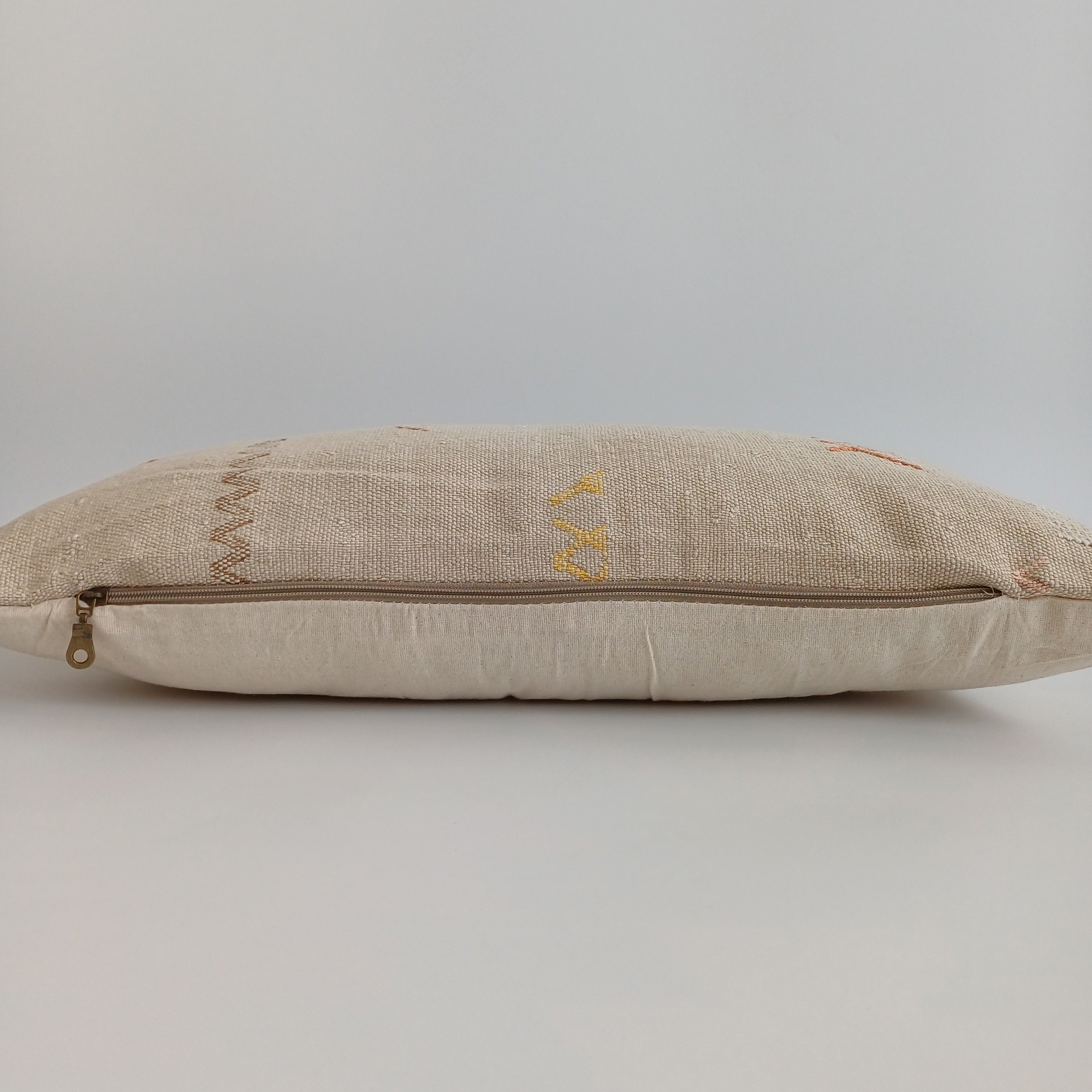 Moroccan Handmade Oatmeal Cactus Silk Cushion Cover 24''x12'' / 60x30 CM