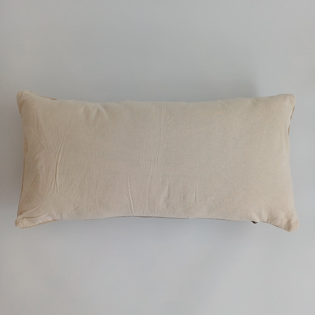 Moroccan Handmade Oatmeal Cactus Silk Cushion Cover 24''x12'' / 60x30 CM