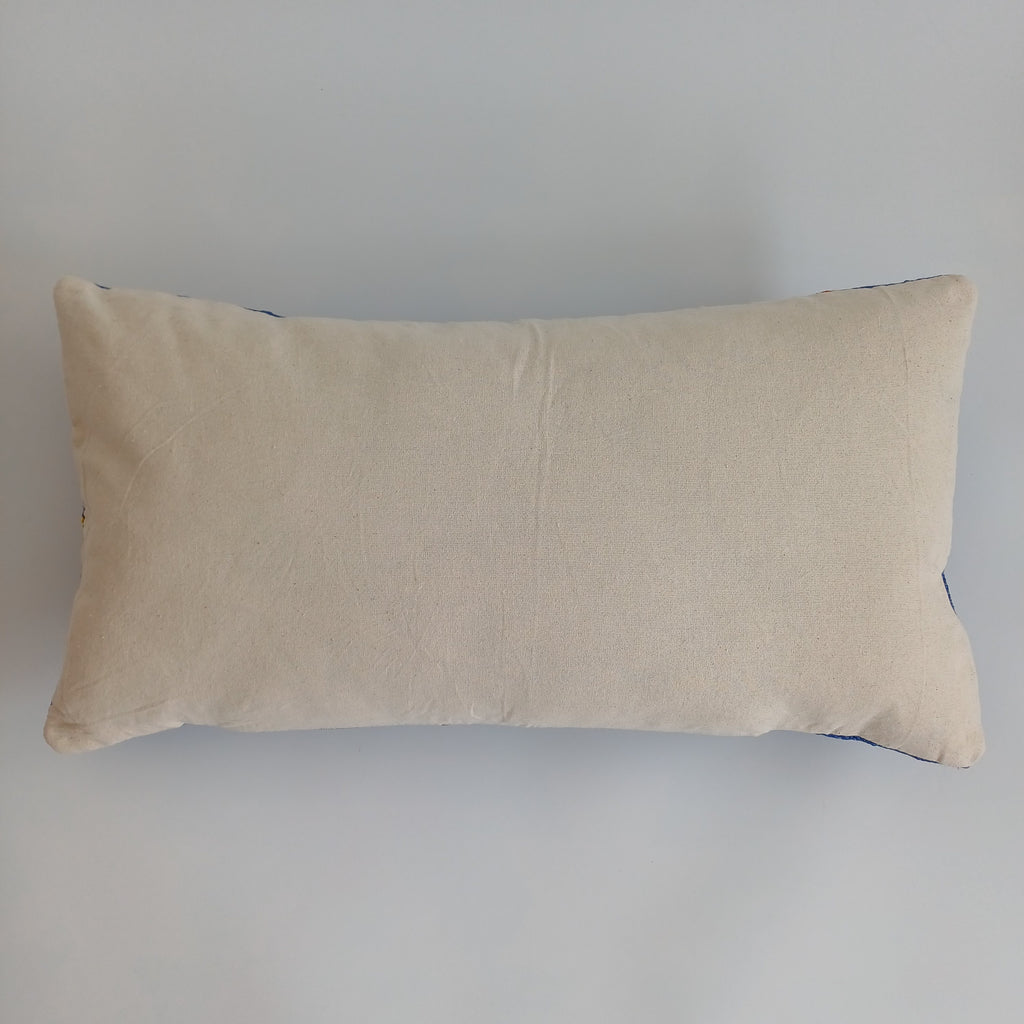 Moroccan Handmade Royal Blue Cactus Silk Cushion Cover 24''x12'' / 60x30 CM