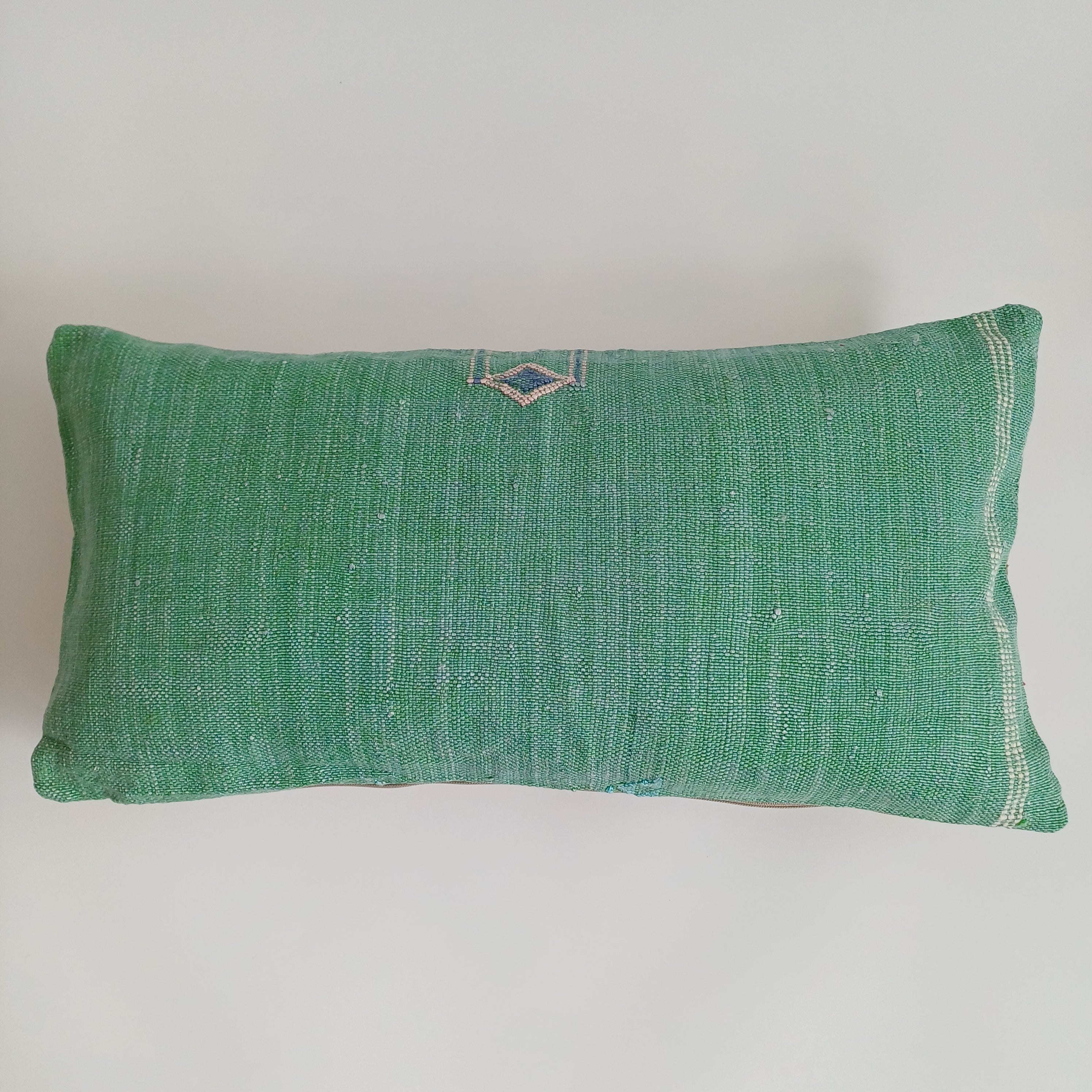 Moroccan Handmade Sage Green Cactus Silk Cushion Cover 24''x12'' / 60x30 CM