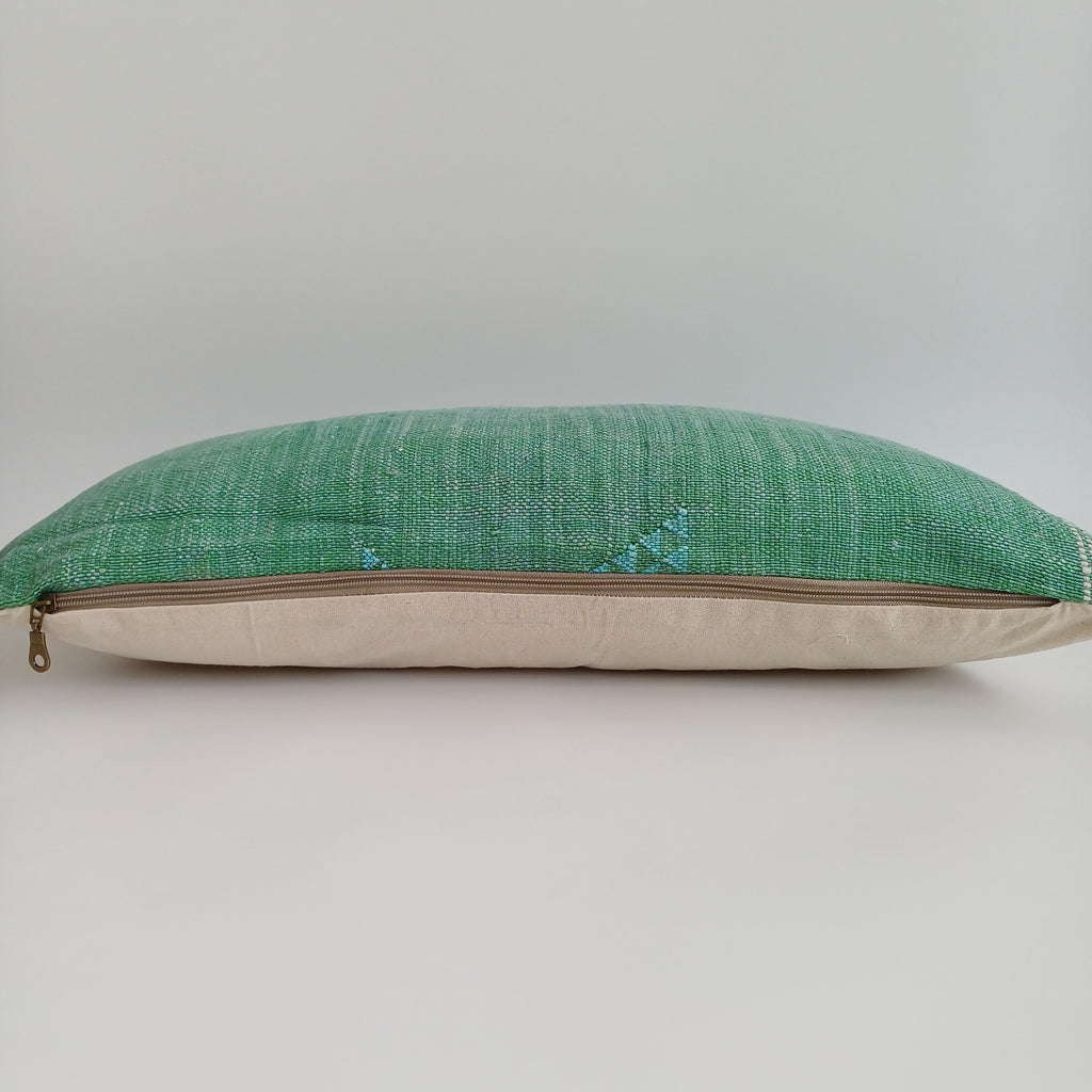 Moroccan Handmade Sage Green Cactus Silk Cushion Cover 24''x12'' / 60x30 CM