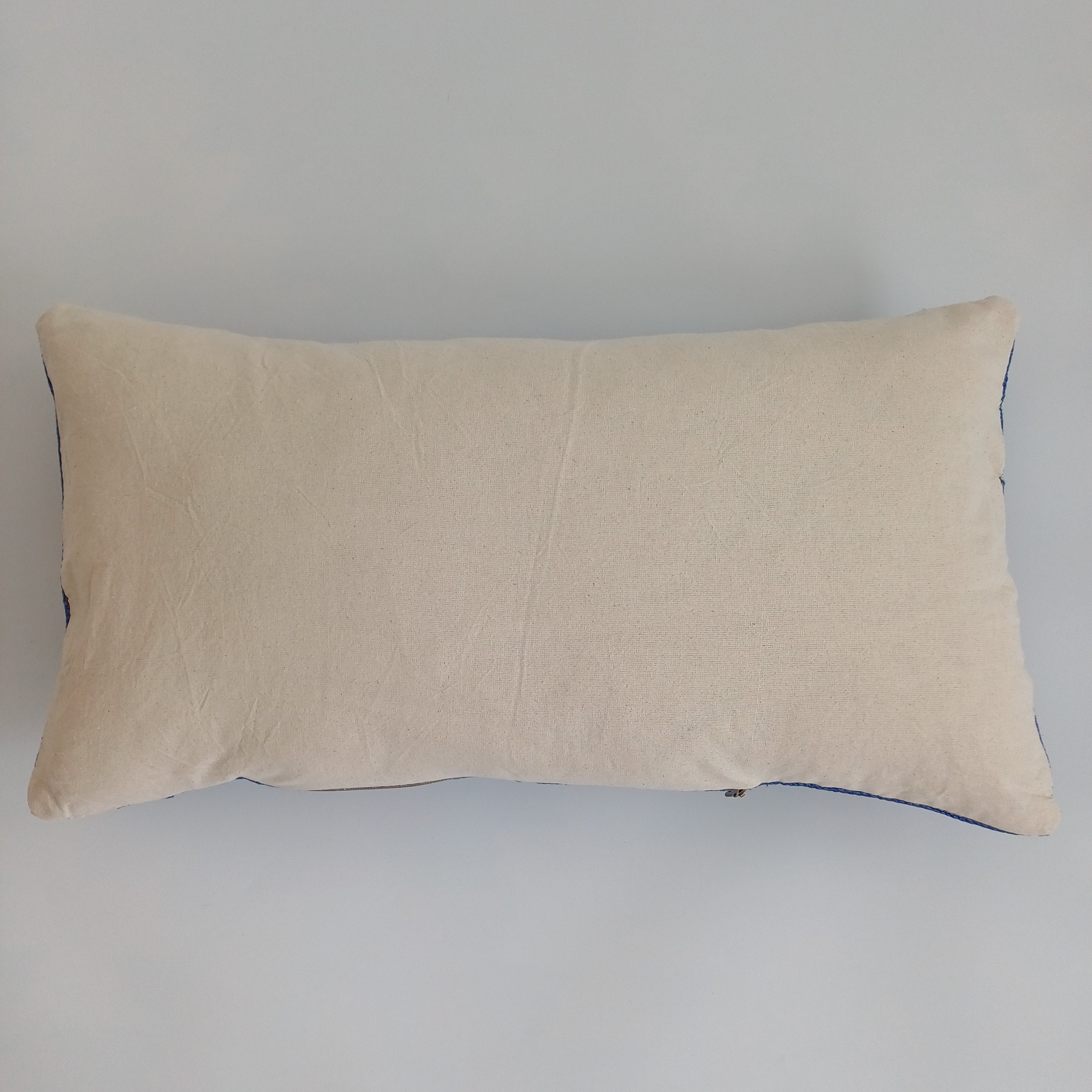 Moroccan Handmade Royal Blue Cactus Silk Cushion Cover 24''x12'' / 60x30 CM