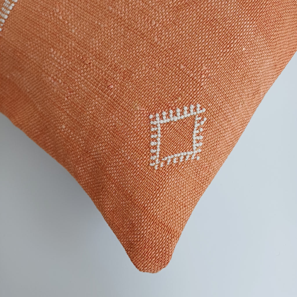 Moroccan Handmade Sunset Orange Cactus Silk Cushion Cover 24''x12'' / 60x30 CM