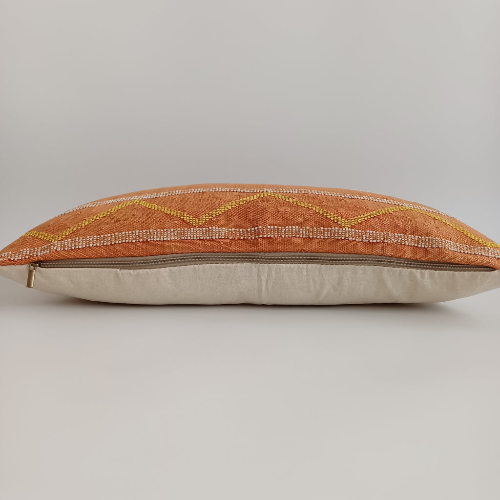 Moroccan Handmade Sunset Orange Cactus Silk Cushion Cover 24''x12'' / 60x30 CM