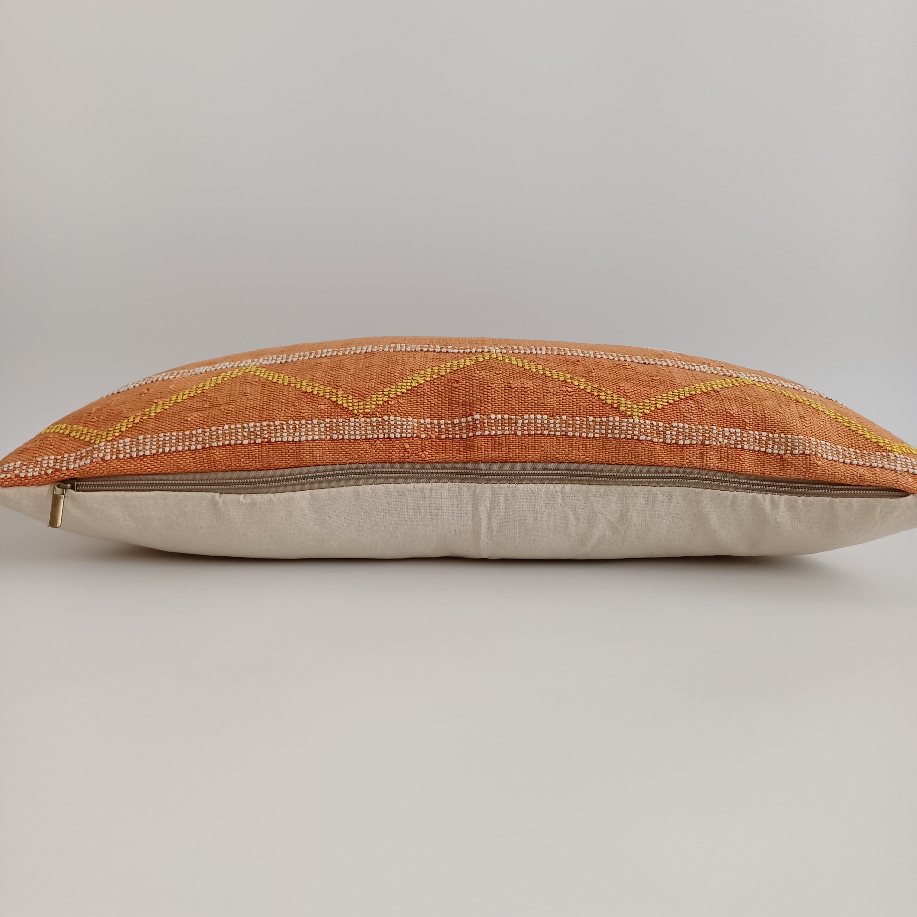 Moroccan Handmade Sunset Orange Cactus Silk Cushion Cover 24''x12'' / 60x30 CM