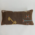 Moroccan Handmade Charcoal Brown Cactus Silk Cushion Cover 24''x12'' / 60x30 CM