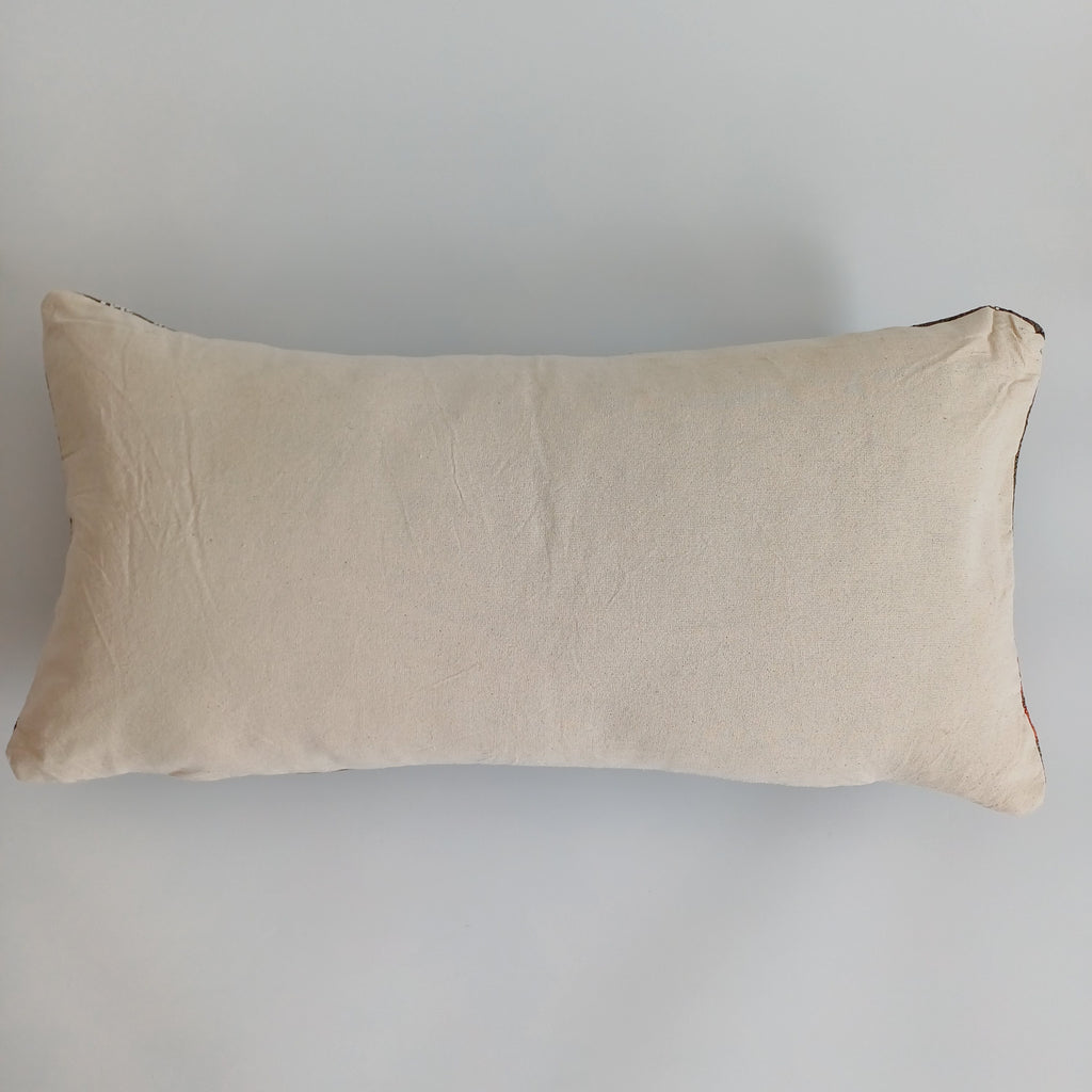 Moroccan Handmade Charcoal Brown Cactus Silk Cushion Cover 24''x12'' / 60x30 CM