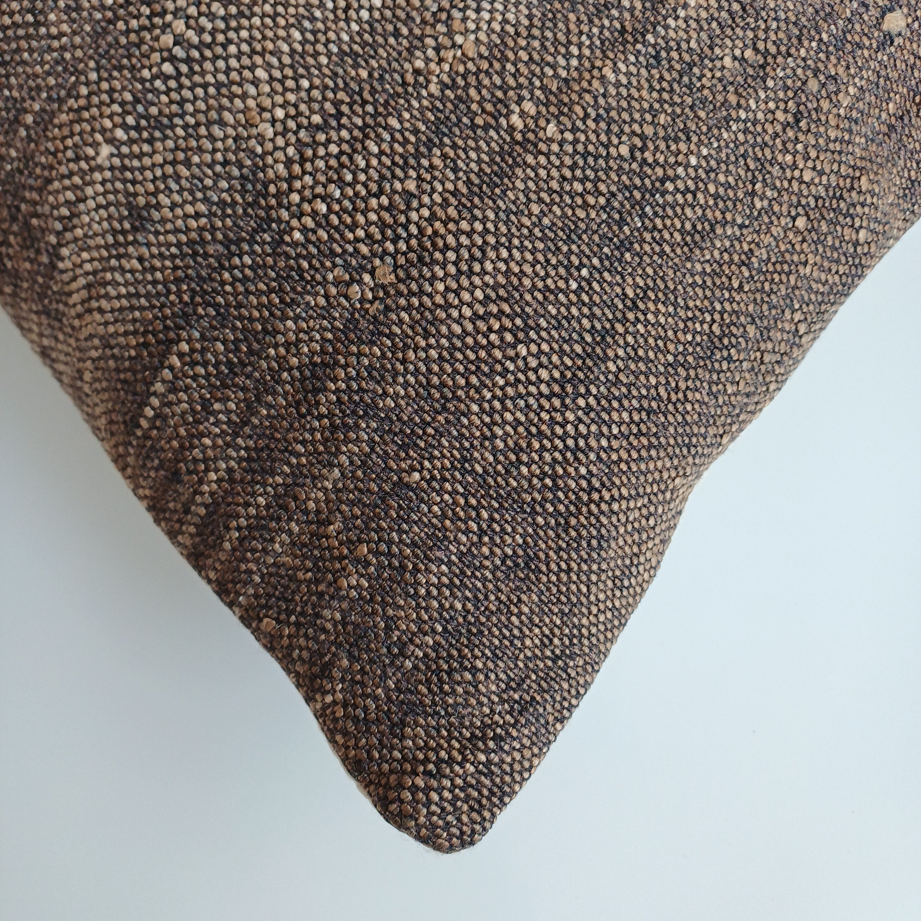 Moroccan Handmade Charcoal Brown Cactus Silk Cushion Cover 24''x12'' / 60x30 CM