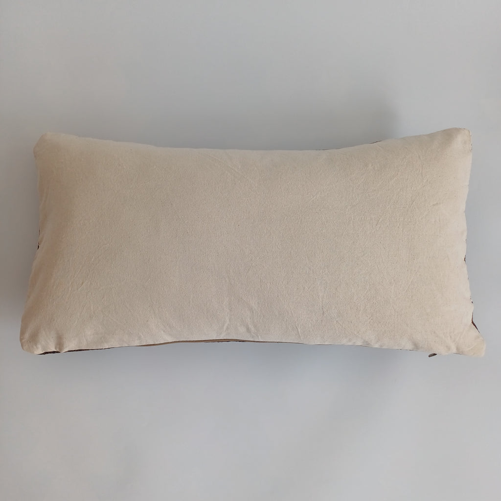 Moroccan Handmade Charcoal Brown Cactus Silk Cushion Cover 24''x12'' / 60x30 CM